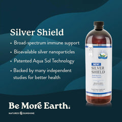 Nature's Sunshine Silver Shield Liquid bottle back with label details for informed use