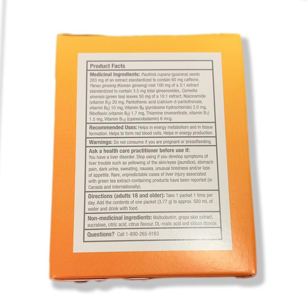 Nature's Sunshine Solstic Energy individual packets displayed for on-the-go energy