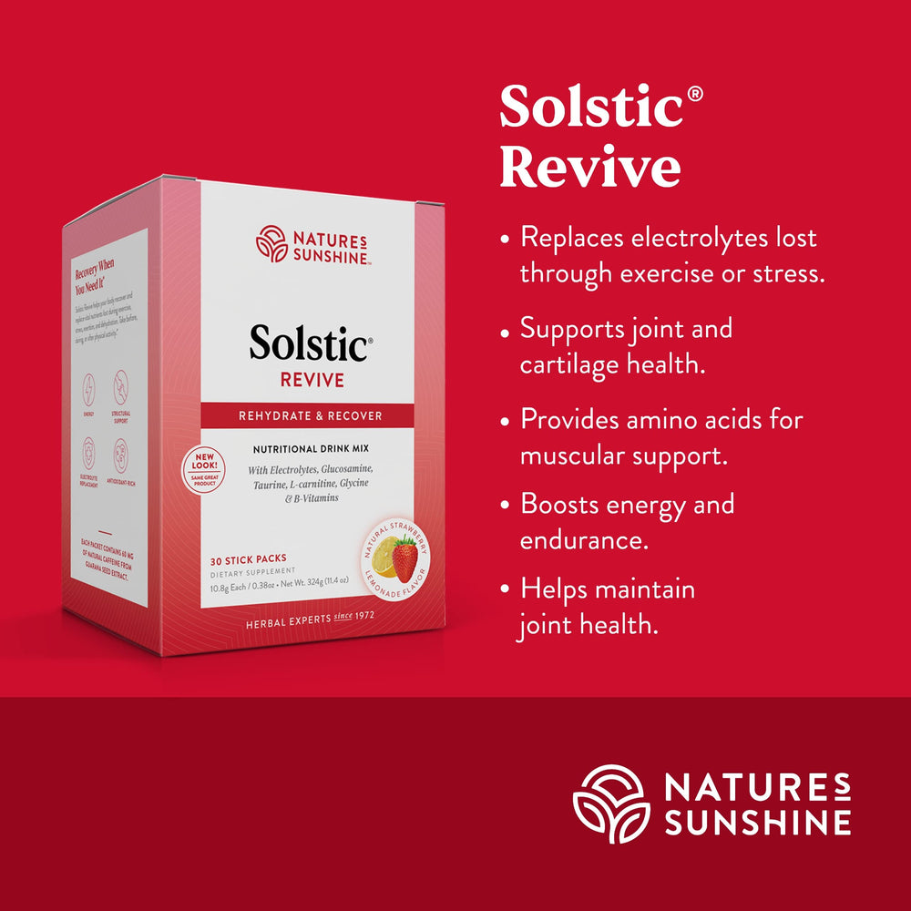 Solstic Revive nutrition label close-up highlighting vitamins and minerals