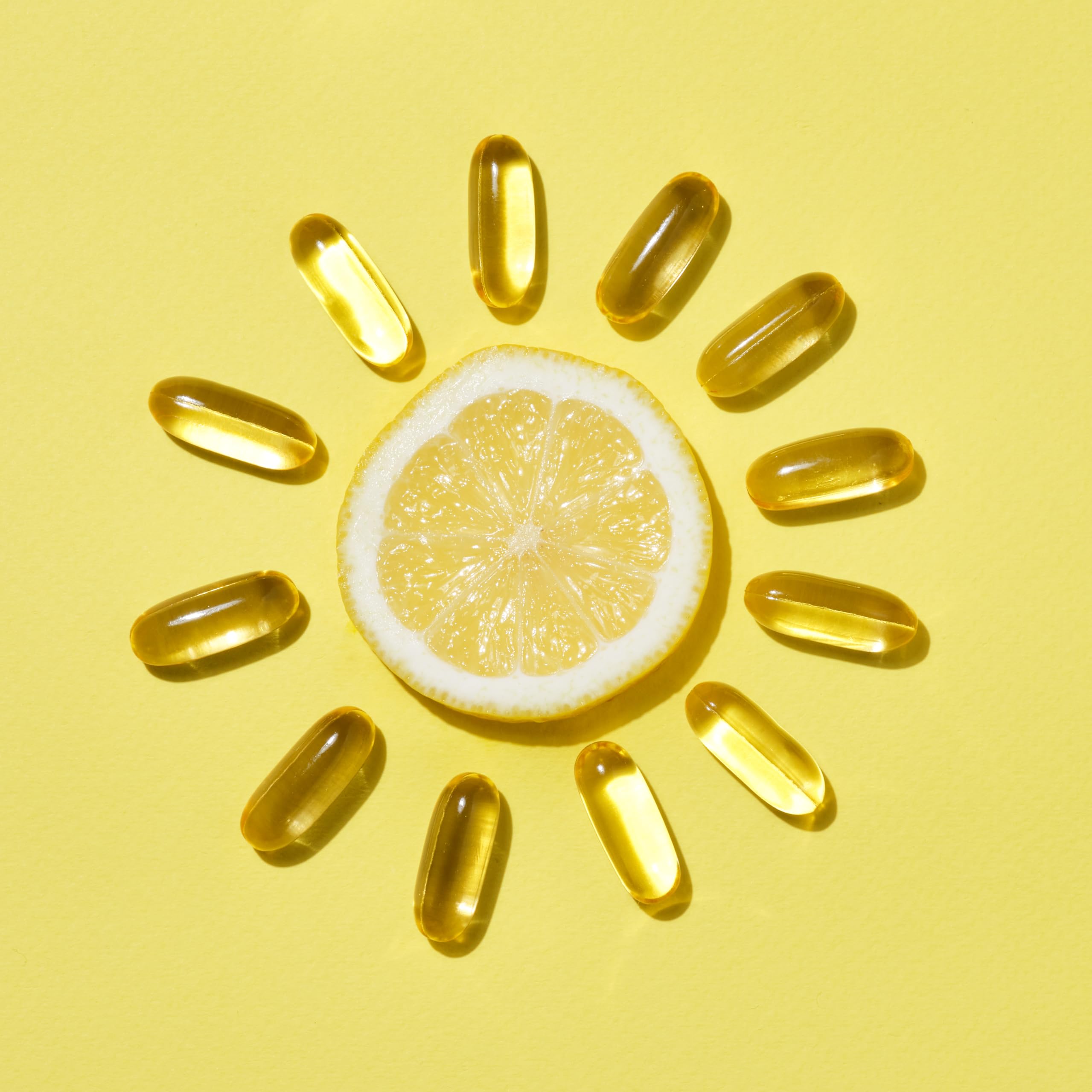Nature's Sunshine Super Omega-3 bottle with lemon slice emphasizes taste-friendly formula.