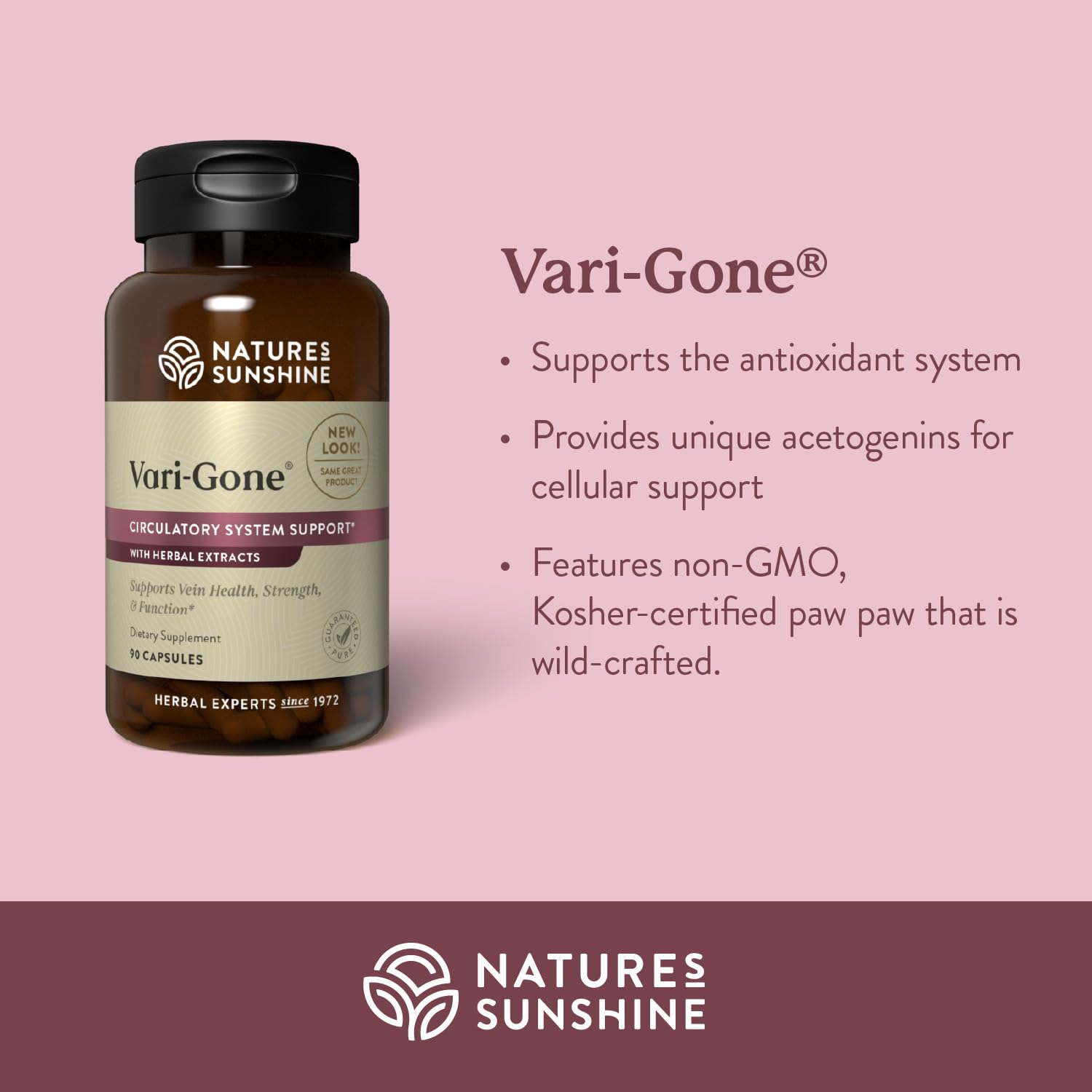 Nature's Sunshine Vari-Gone ingredients concept emphasizing seven herbs