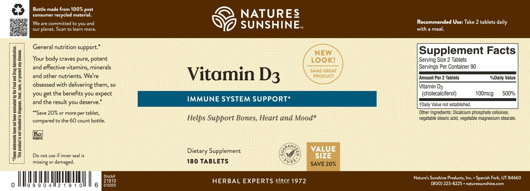 Packaging display of Nature's Sunshine Vitamin D3 for store shelves