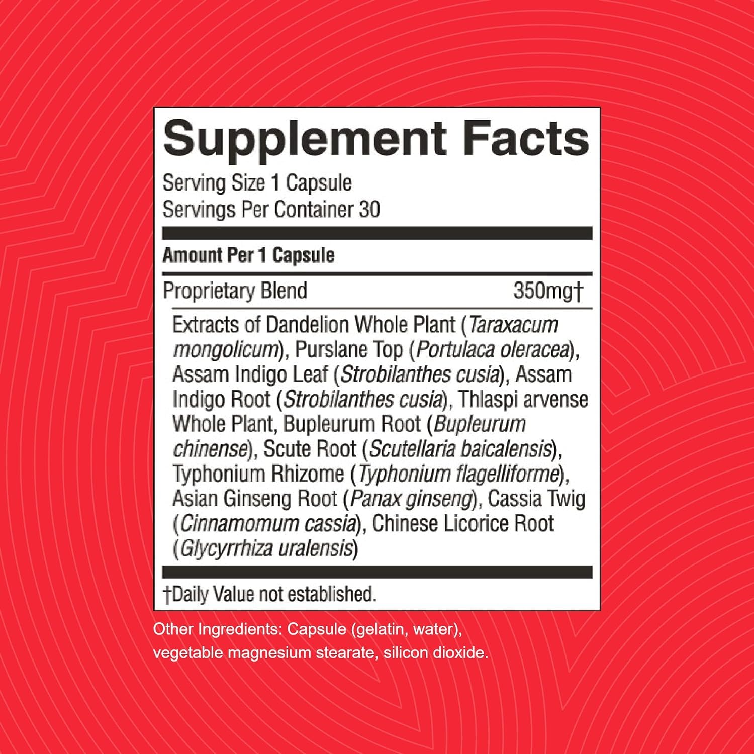 Detail of Nature's Sunshine VS-C TCM concentrate supplement capsule for daily use.