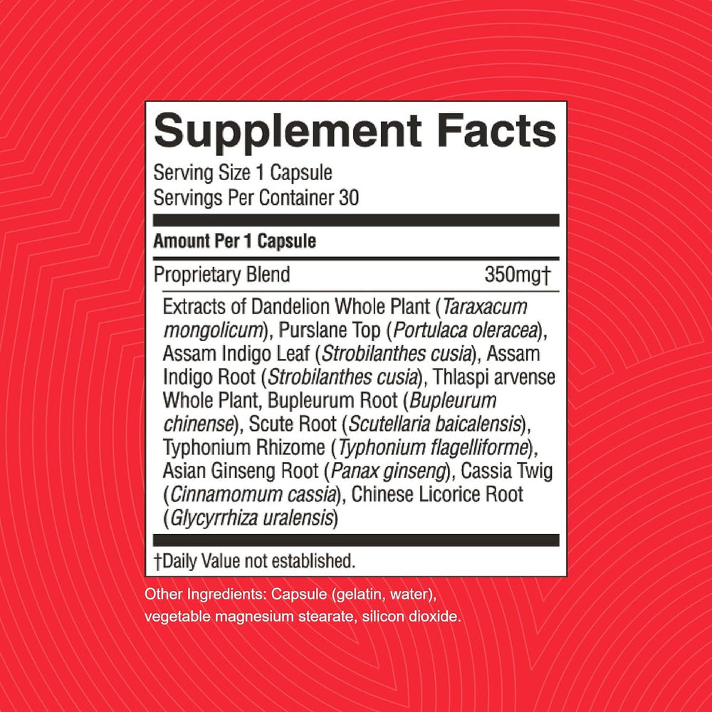 Detail of Nature's Sunshine VS-C TCM concentrate supplement capsule for daily use.