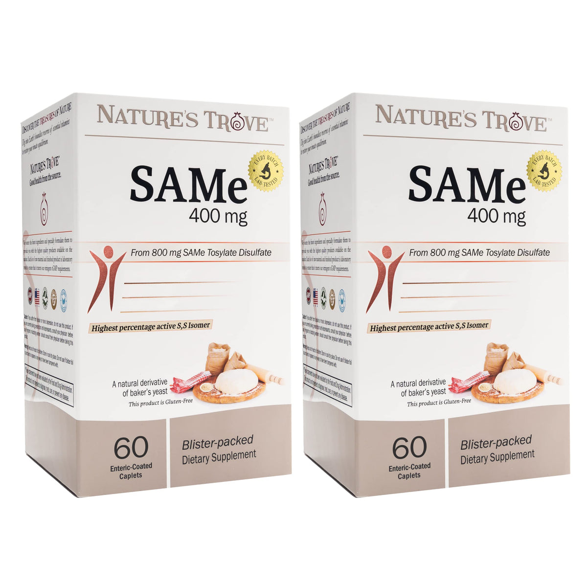 Nature's Trove SAM-e 400mg box front for daily mood and joint support.