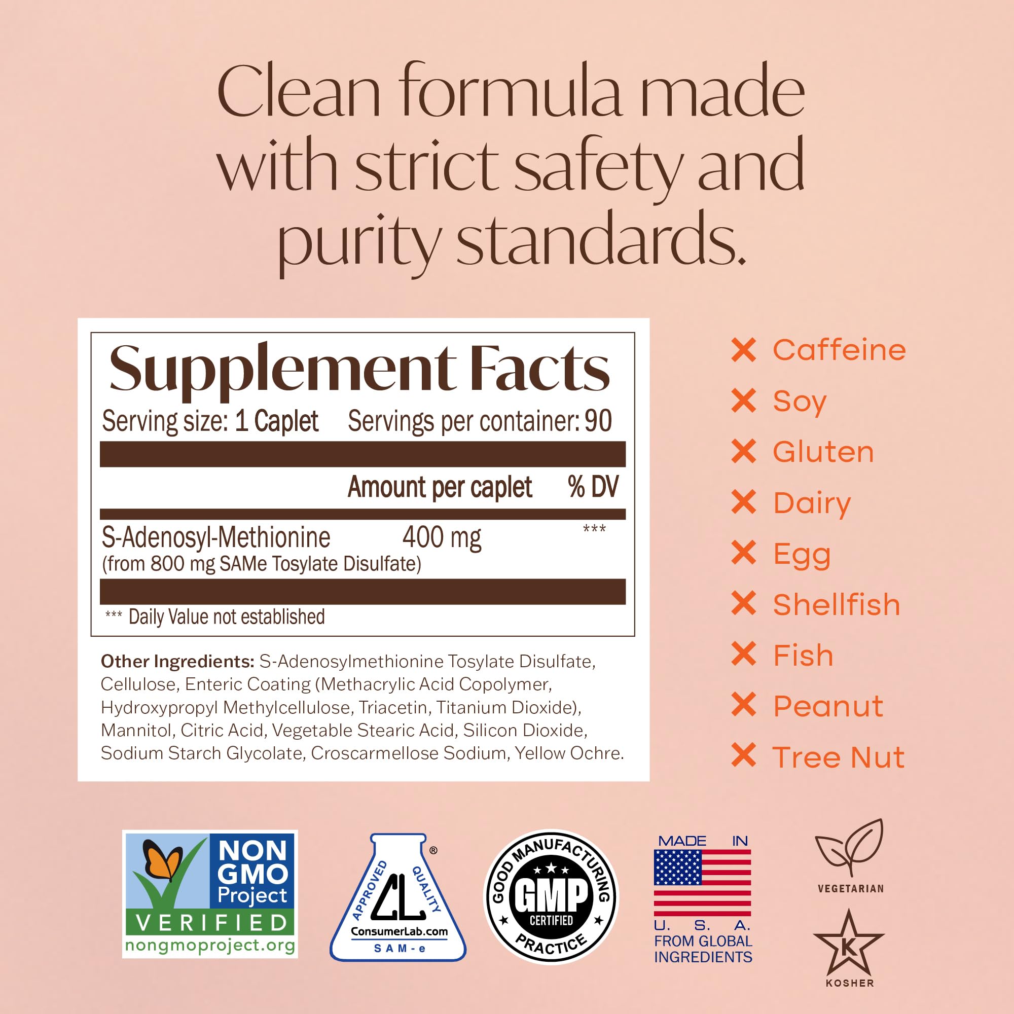 Nature's Trove SAM-e 400mg freshness seal keeps formula secure.