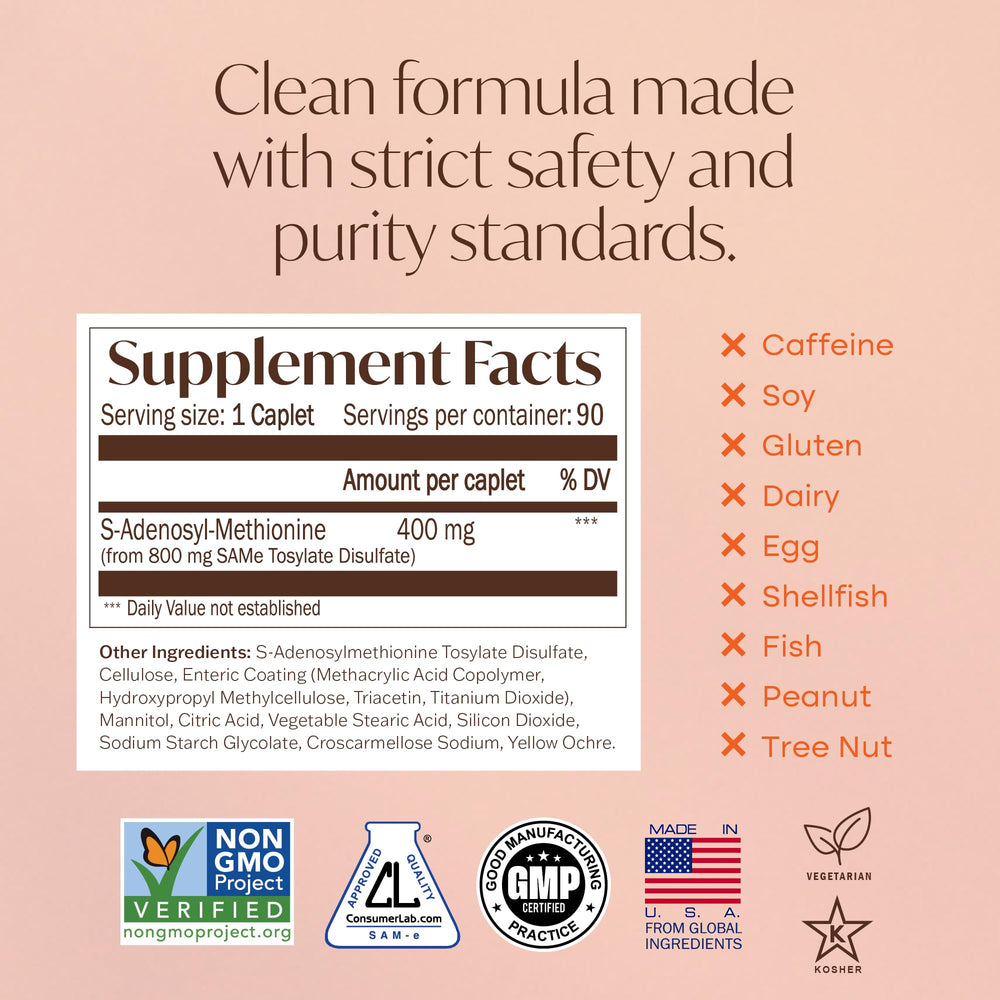 Nature's Trove SAM-e 400mg freshness seal keeps formula secure.
