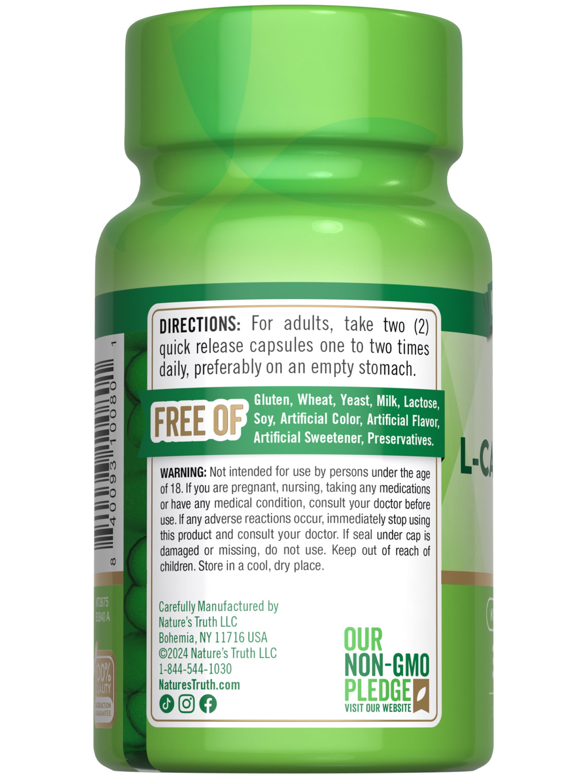 Nature's Truth Acetyl L-Carnitine 1000mg bottle on shelf suggests reliable daily support.