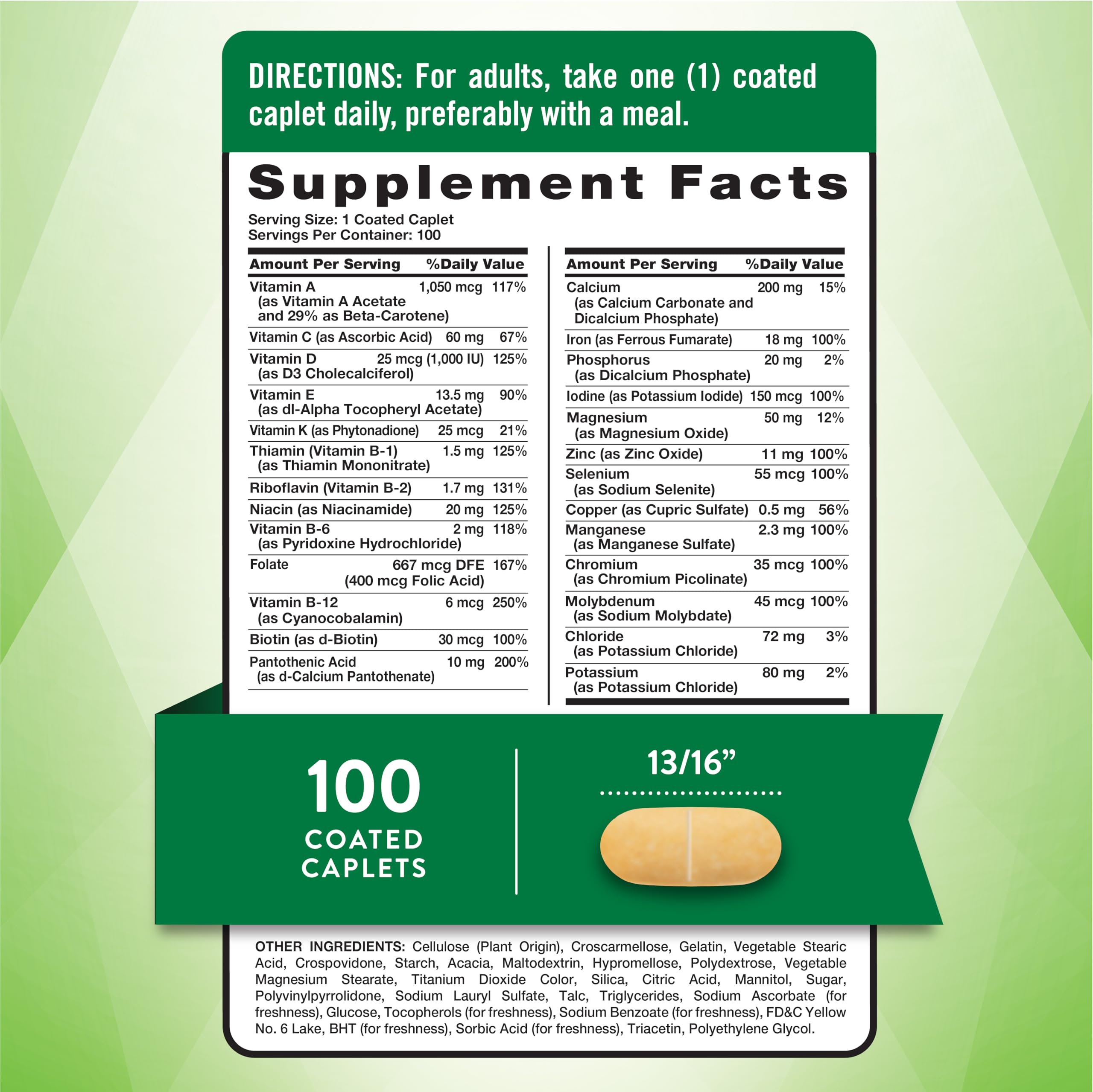 Nature's Truth caplets close-up with smooth coating for easy swallowing.
