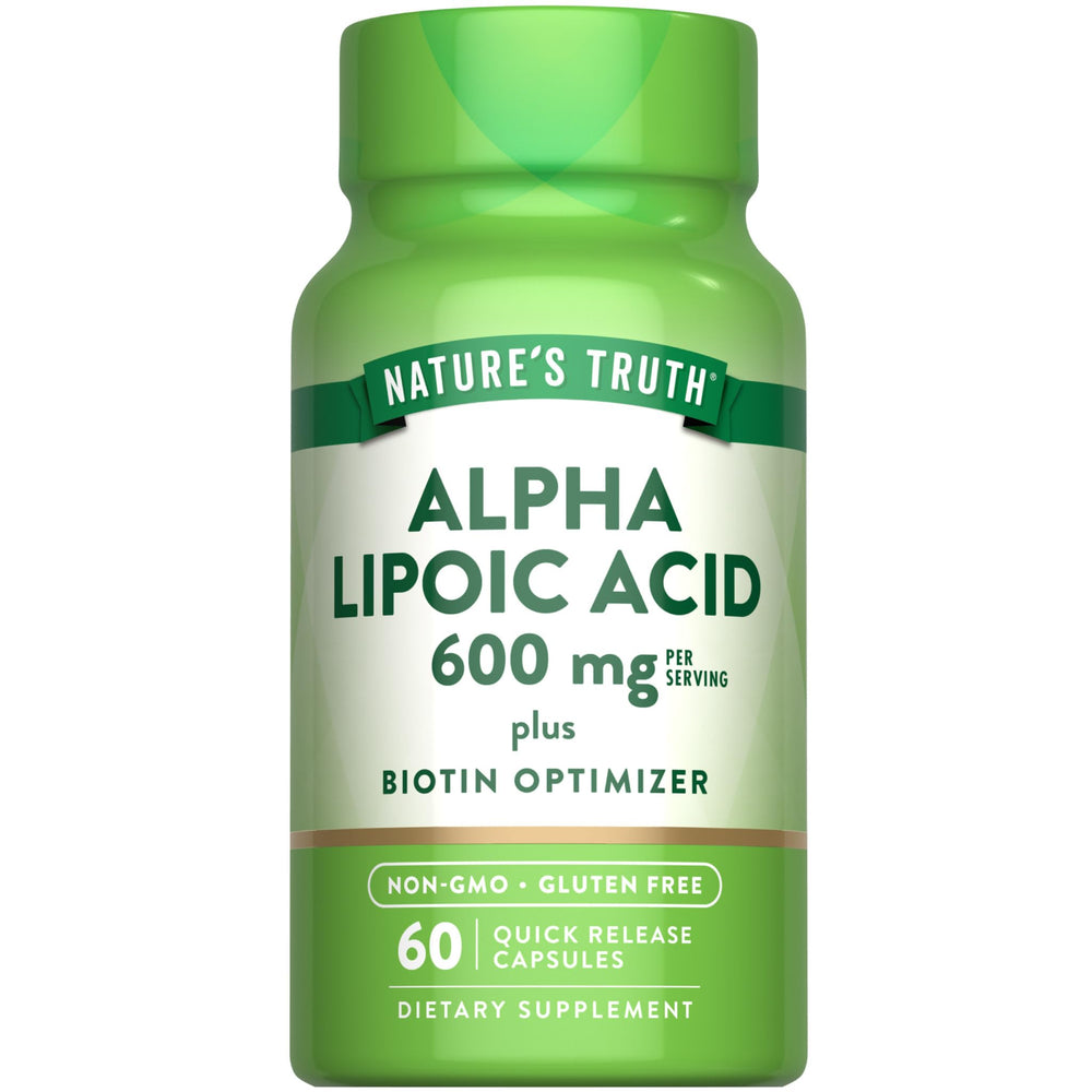 Nature's Truth alfa lipoico 600mg cápsulas: envase compacto para uso diario