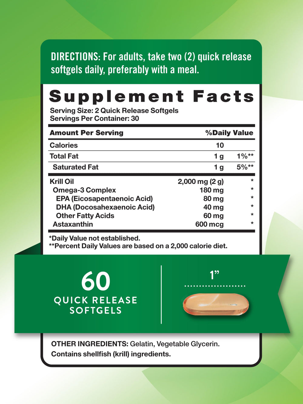 Nature's Truth Antarctic Krill Oil softgel close-up—small, easy-to-swallow capsules.