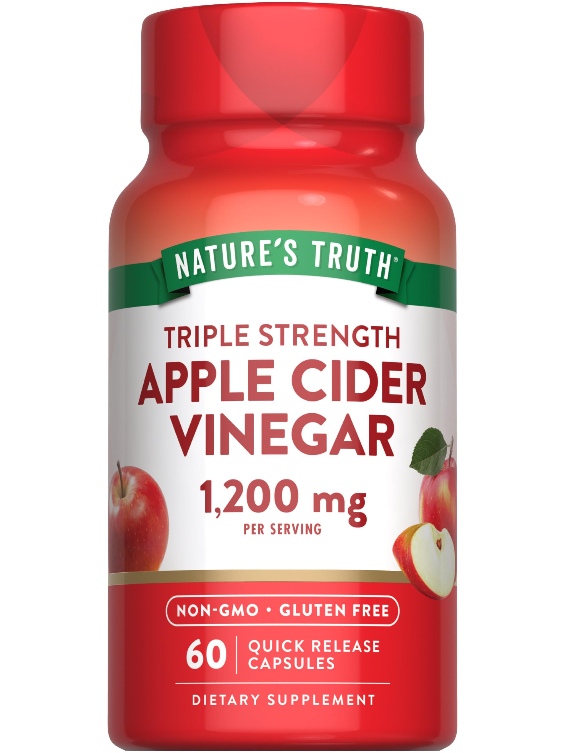 Nature's Truth Apple Cider Vinegar capsules front label showing 1200 mg strength.
