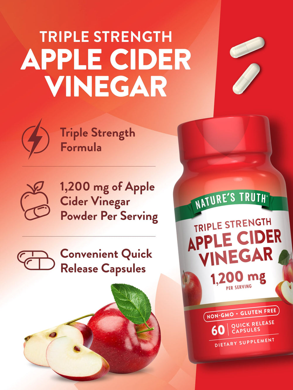 Close-up of ingredients noting gluten-free and non-GMO features.