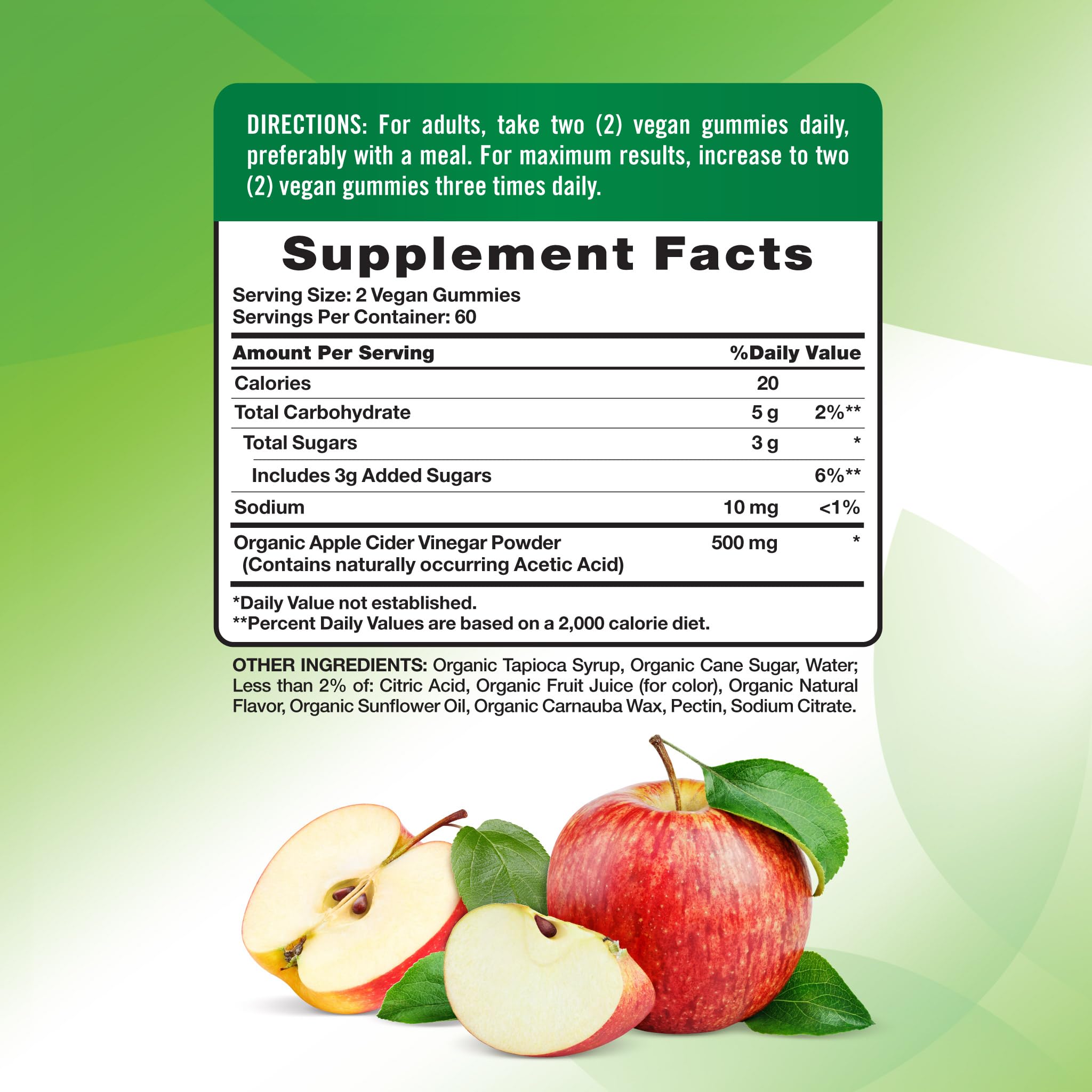 Nature's Truth gummies close-up highlighting delicious apple flavor and easy chewable format.