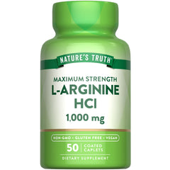 Nature's Truth L-Arginine HCL 1000mg bottle supports daily vitality.