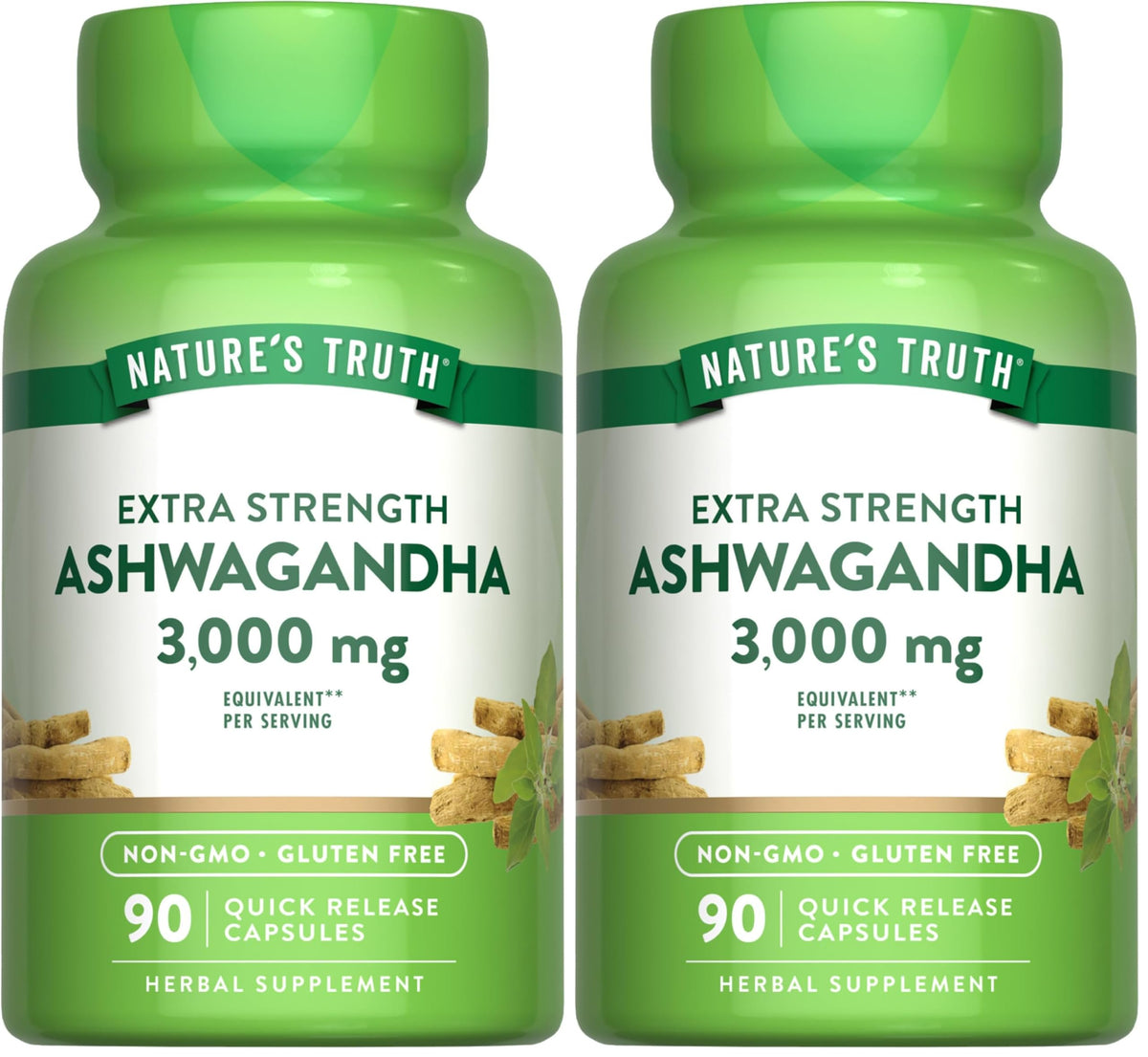 Nature's Truth Ashwagandha capsules bottle front view for daily wellness support.