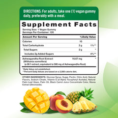 Closeup of Nature's Truth Ashwagandha Gummies showing chewy texture and vegan formula.