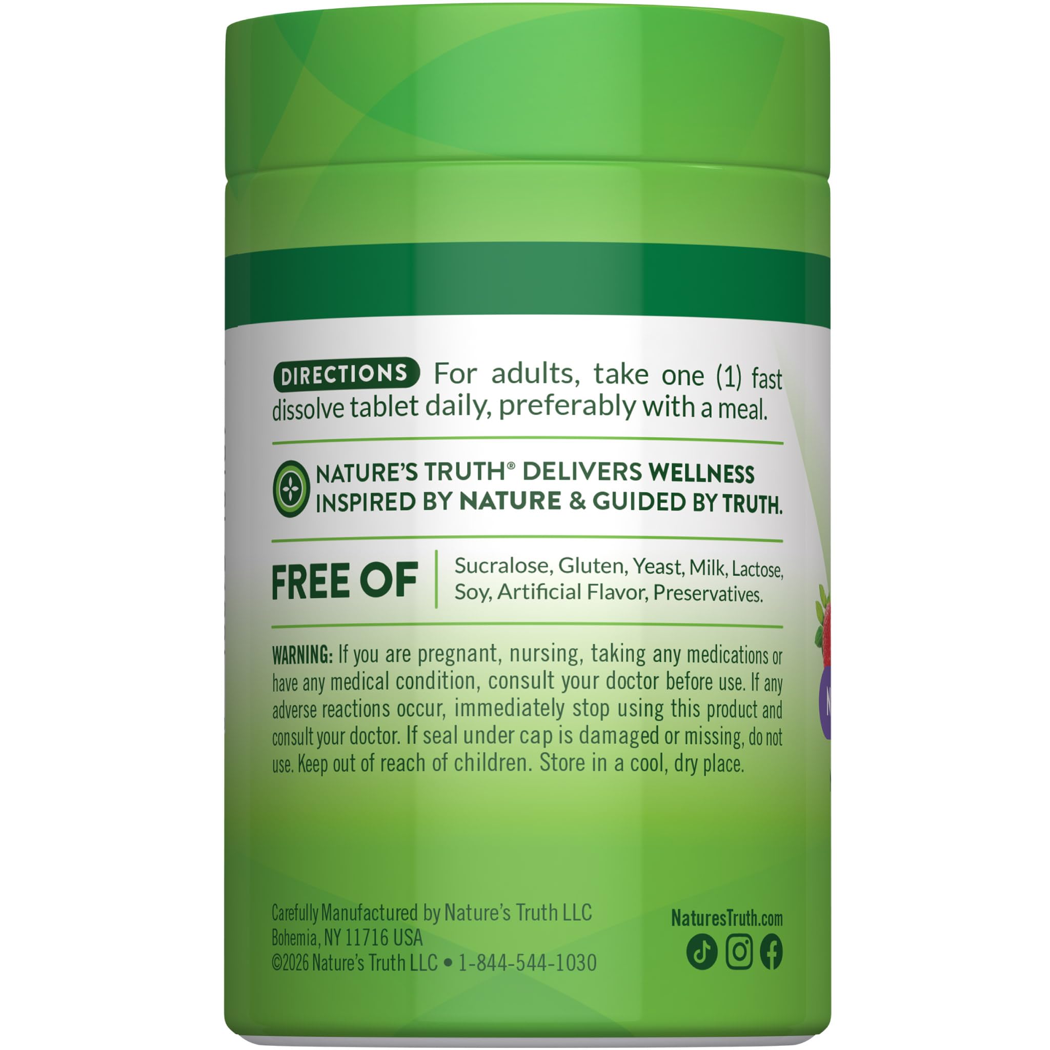 Nature's Truth B12 5000 mcg packaging box and bottle for easy storage