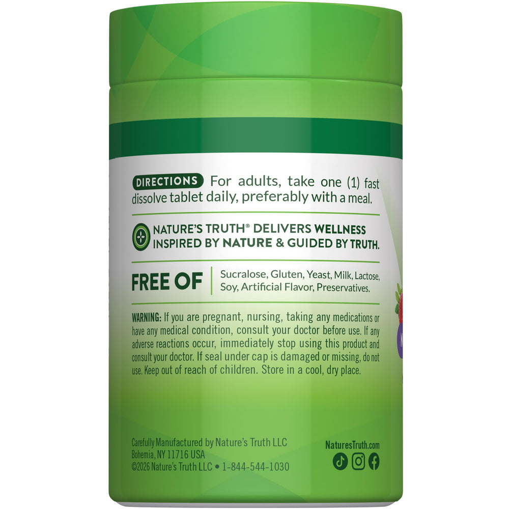 Nature's Truth B12 5000 mcg packaging box and bottle for easy storage