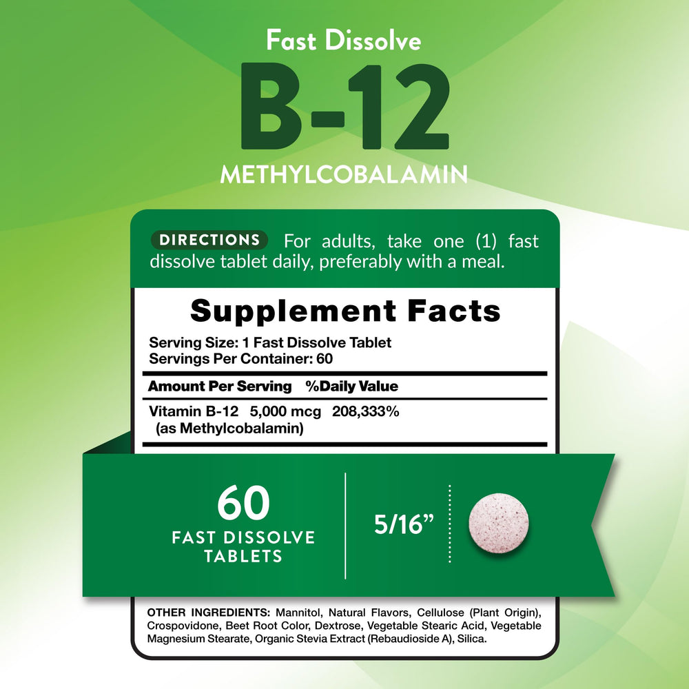 Nature's Truth B12 5000 mcg tablet dissolving in water for quick intake