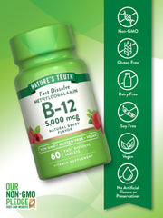 Nature's Truth B12 bottle with 60 tablets for convenient monthly use.
