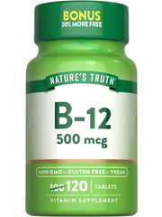 Nature's Truth B12 500 mcg bottle front view for easy daily supplementation
