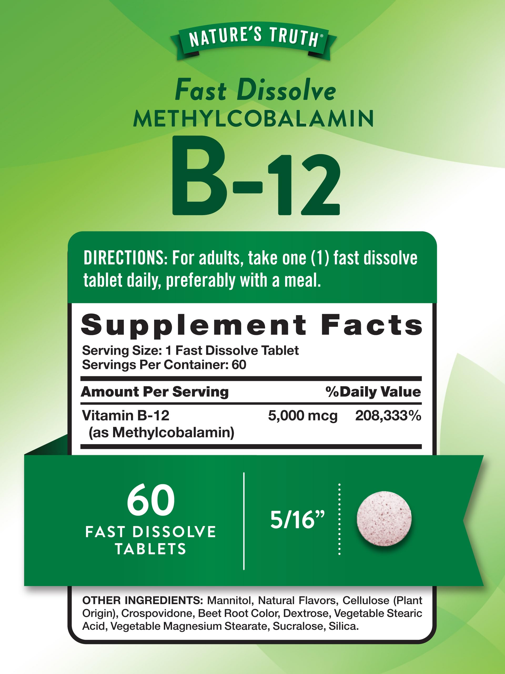 Nature's Truth B12 fast-dissolve tablet on the go supports easy daily intake.