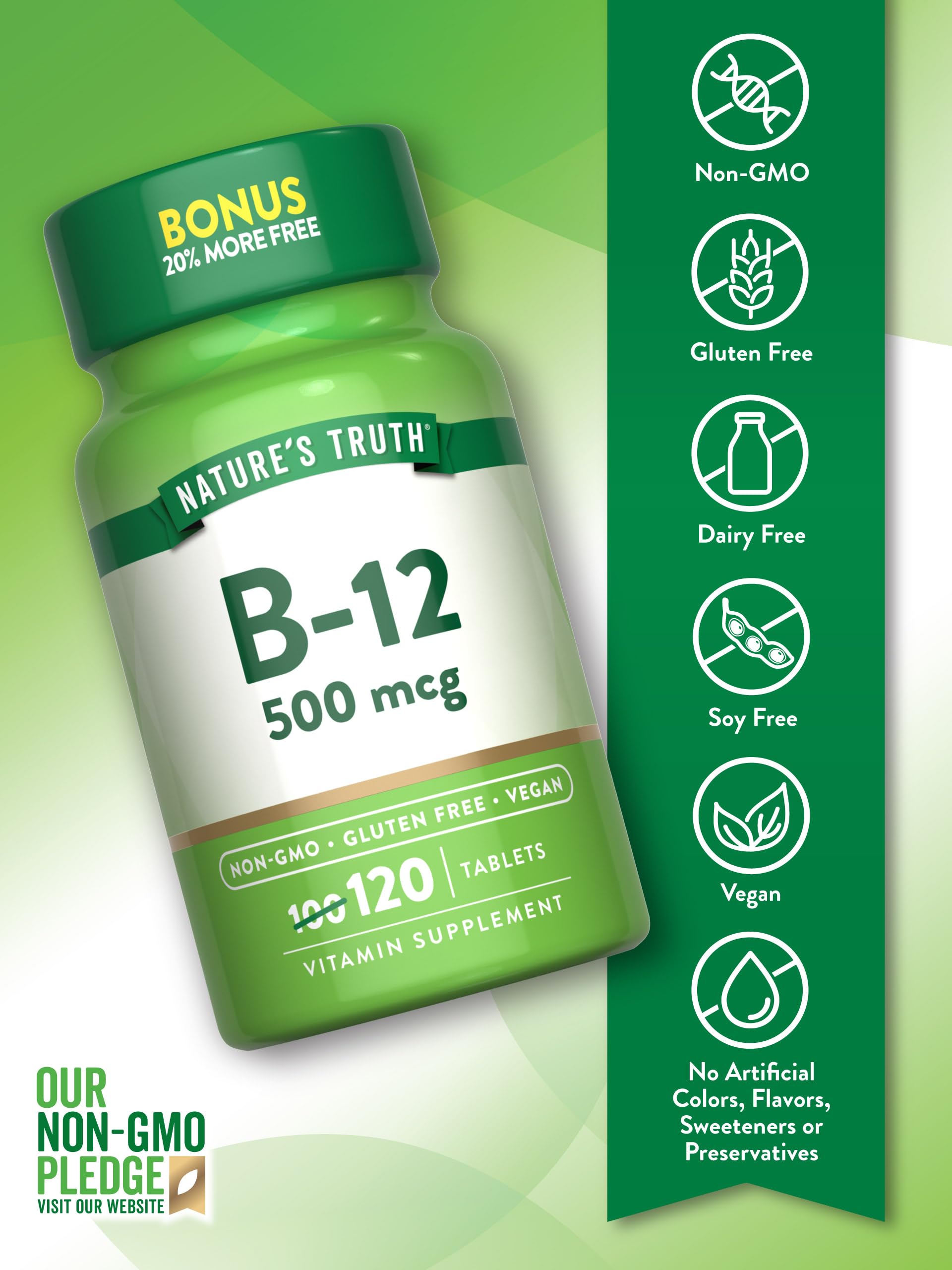 Nature's Truth B12 tablets arranged for convenient daily intake