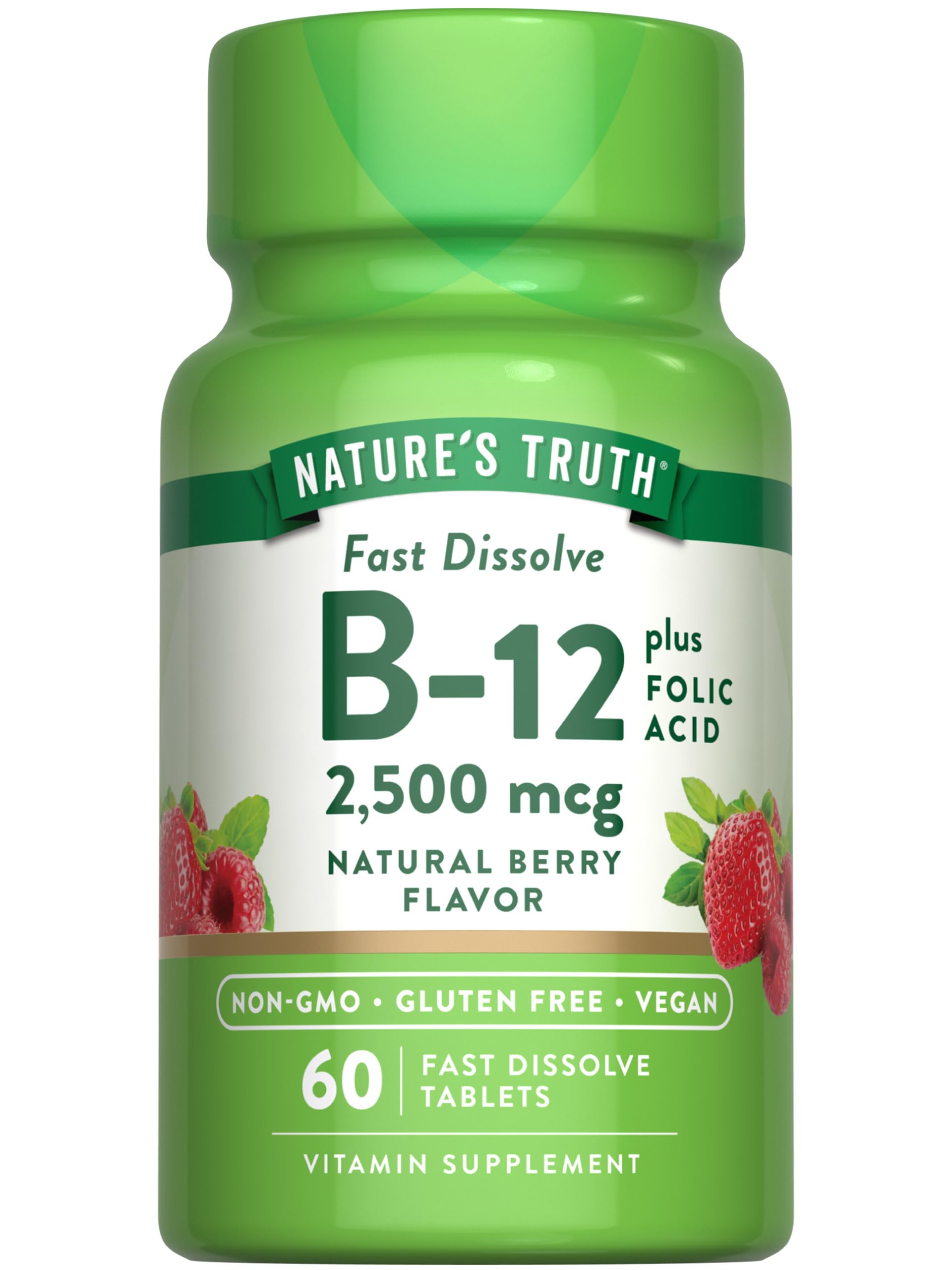 Nature's Truth B12 berry-flavor tablet ready for daily use