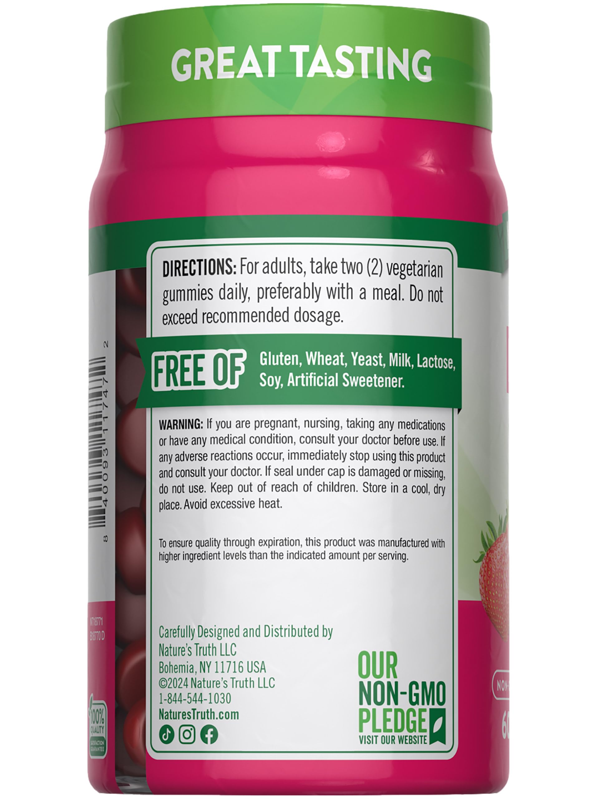 Nature's Truth back-of-pack label image reiterating vegan-friendly composition.