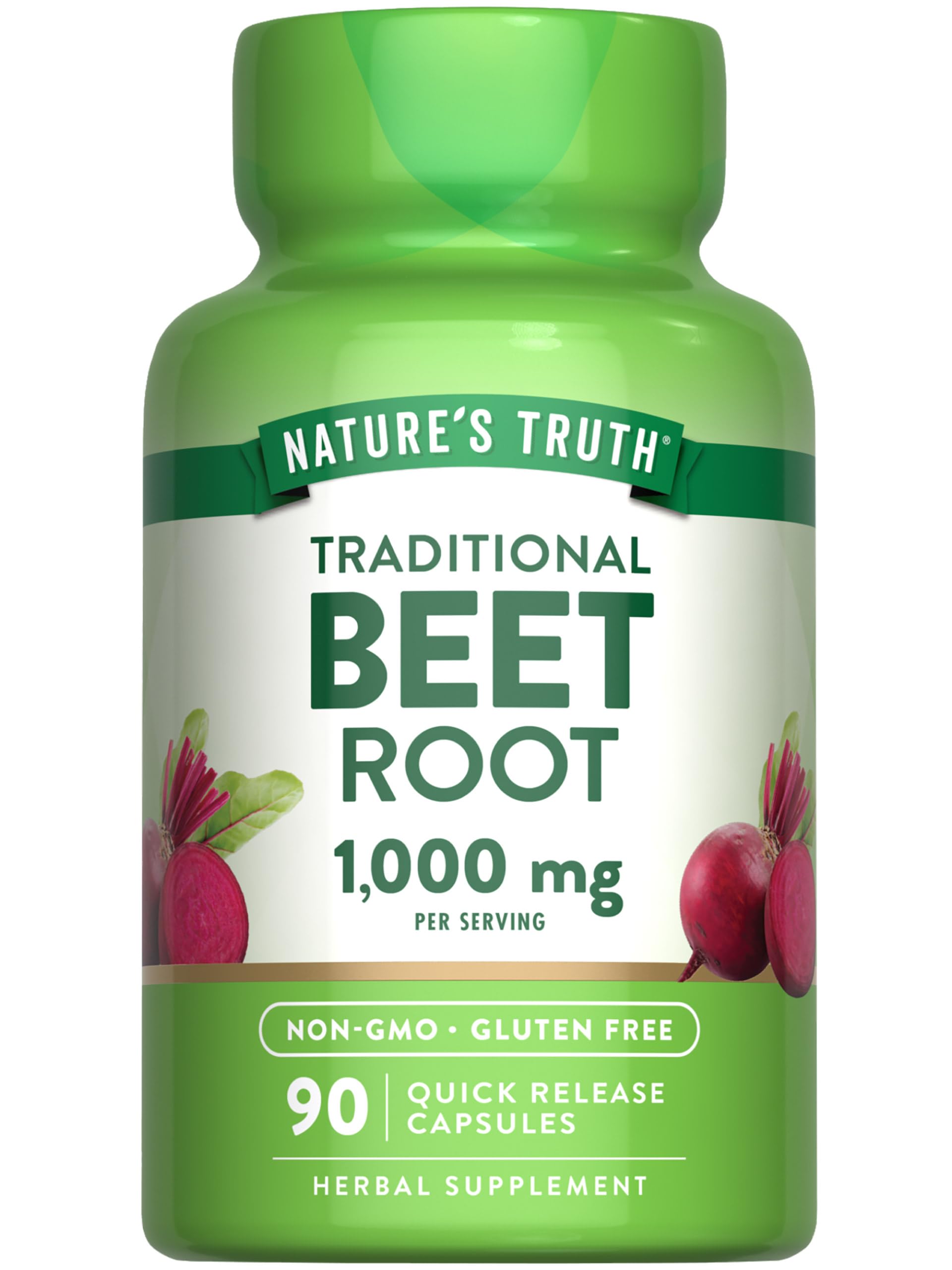 Nature's Truth Beet Root Capsules bottle supports daily wellness with convenient, tasteless capsules.