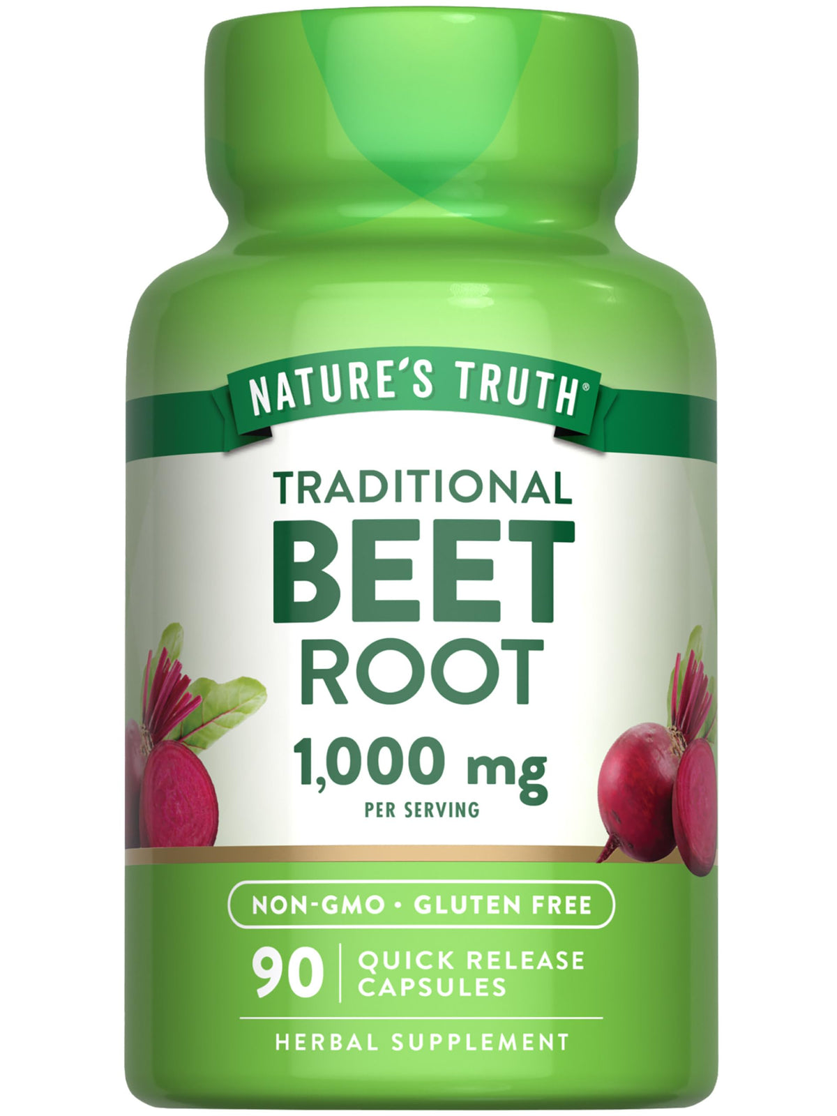 Nature's Truth Beet Root Capsules bottle supports daily wellness with convenient, tasteless capsules.