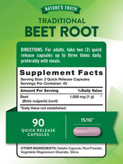 Nature's Truth Beet Root Capsules close-up shows smooth capsules for easy swallowing.