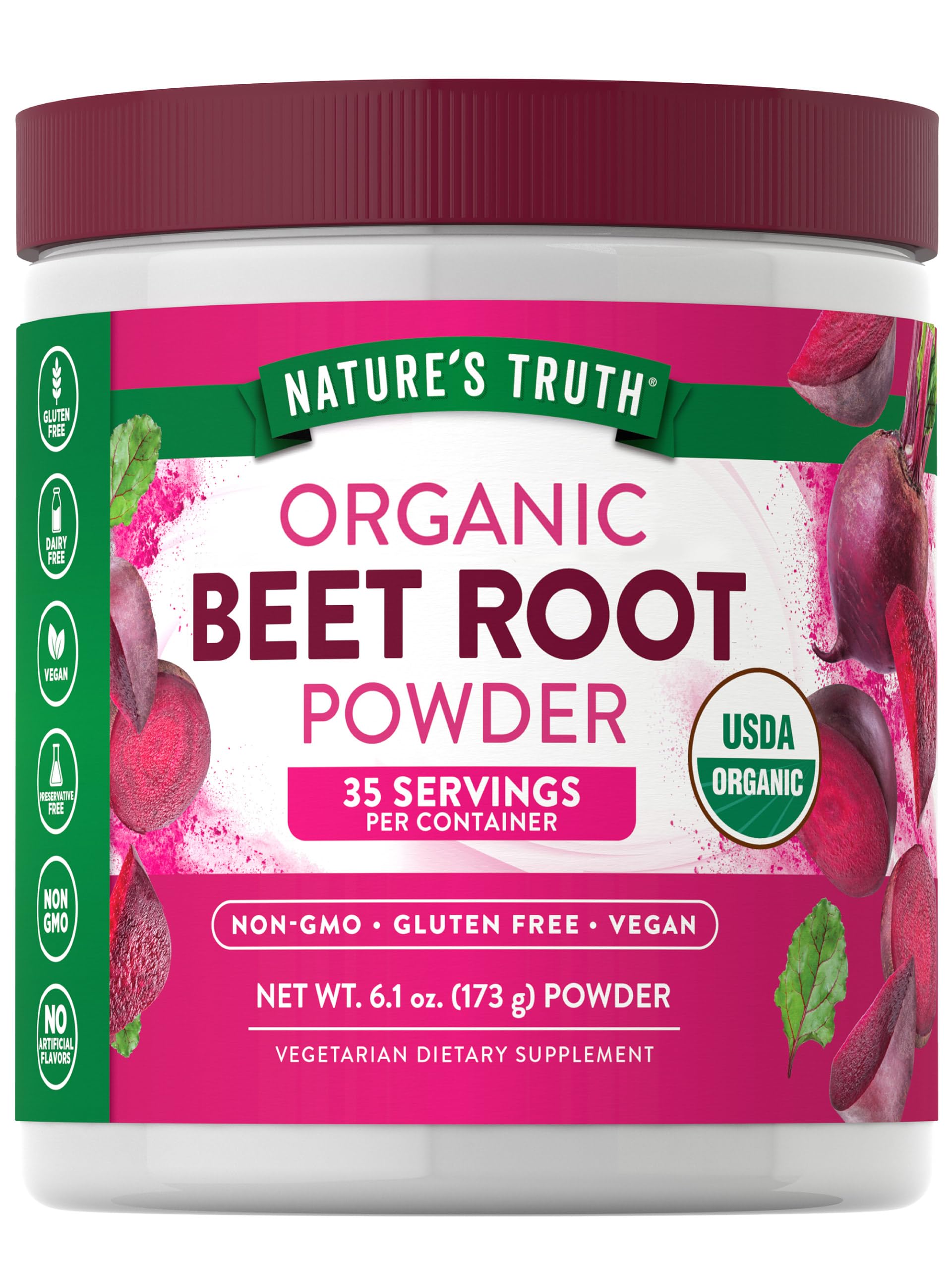 Nature's Truth beet root powder bottle for daily organic nutrition