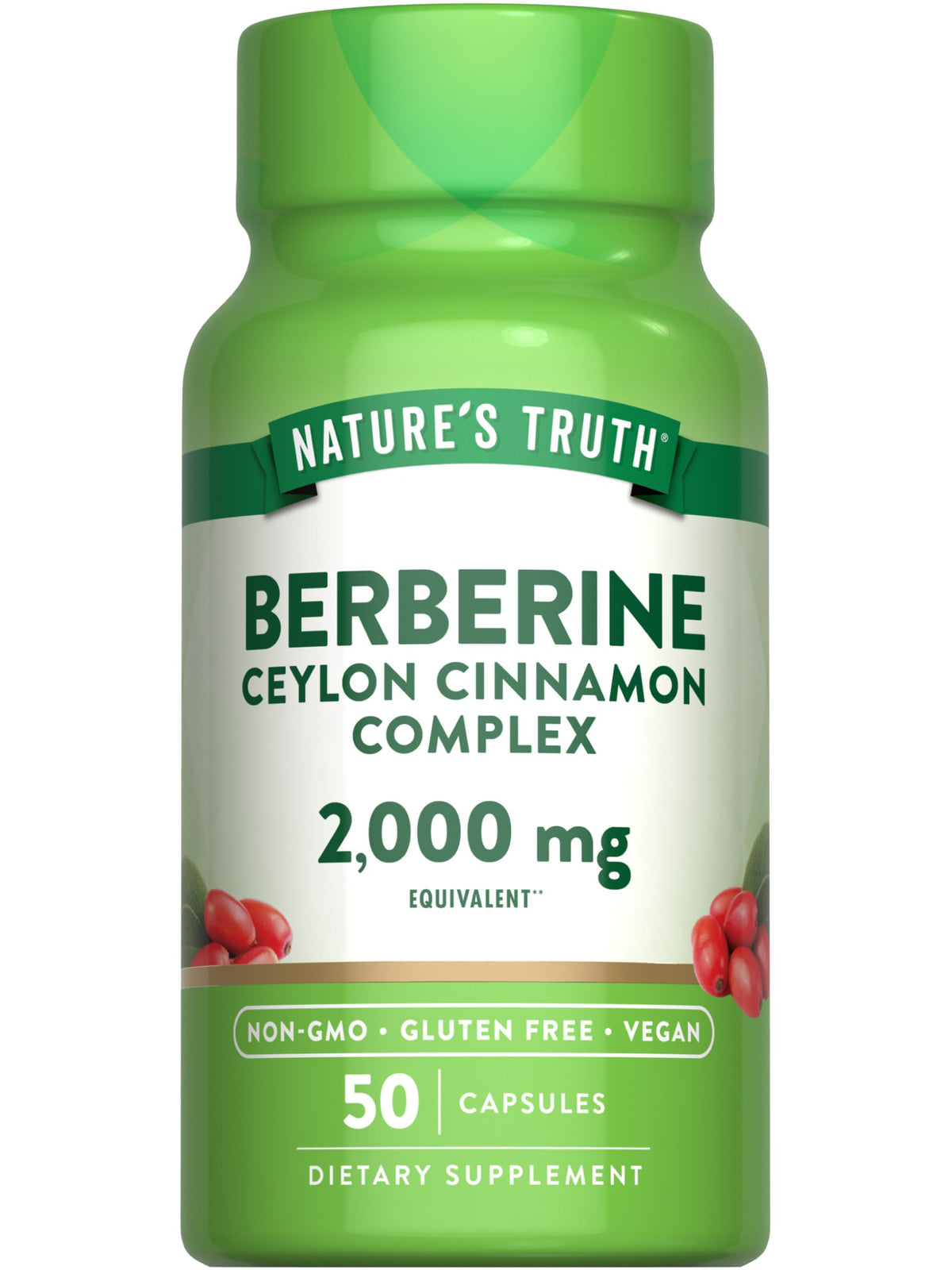 Nature's Truth Berberine with Ceylon Cinnamon bottle highlights vegan wellness in daily routine