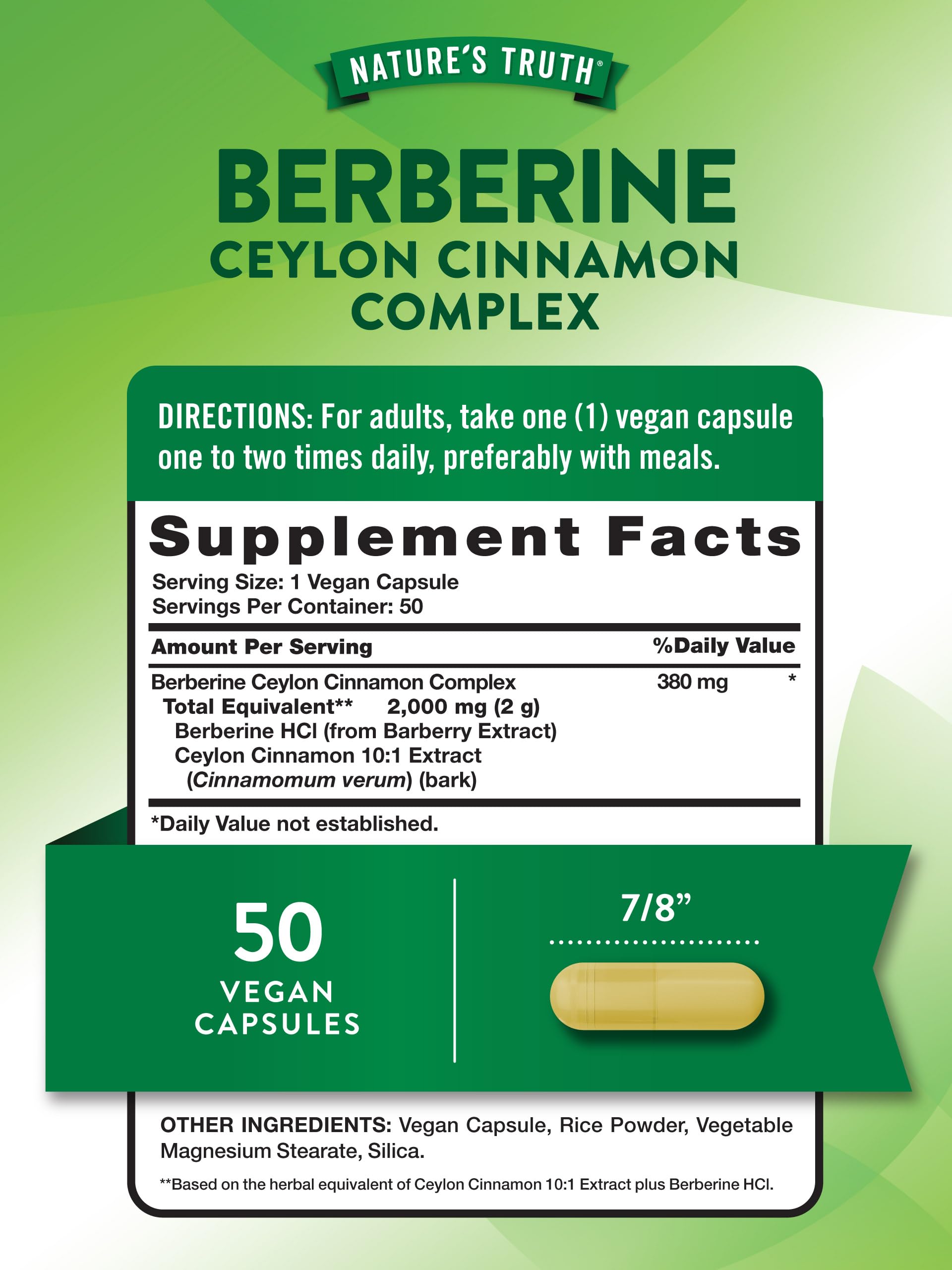 Nature's Truth Berberine Cinnamon capsules—gluten-free formula supports everyday vitality