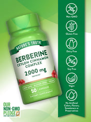 Nature's Truth Berberine Cinnamon label closeup—non-GMO, trusted quality