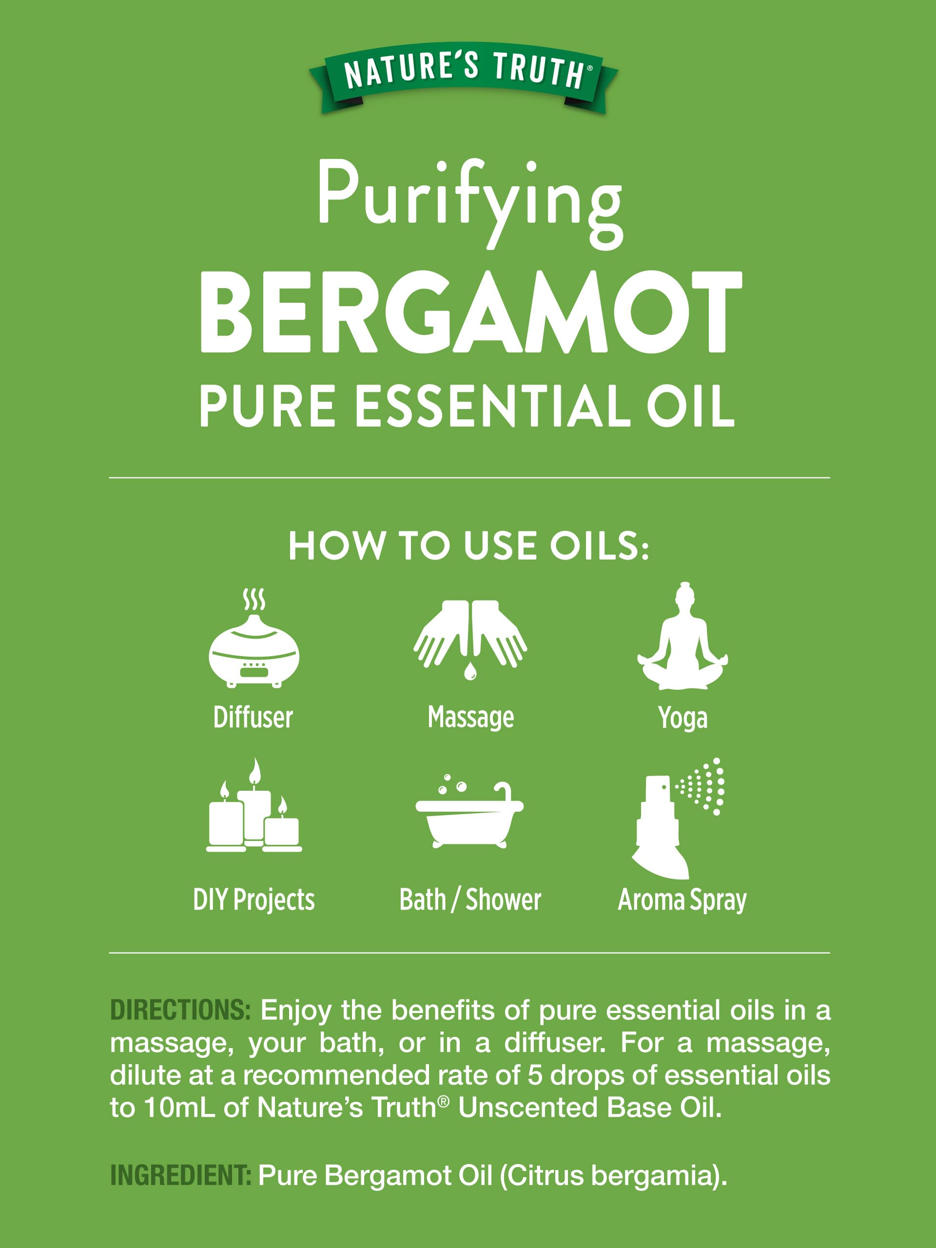 Nature's Truth Bergamot oil in diffuser setup for refreshing aromatherapy