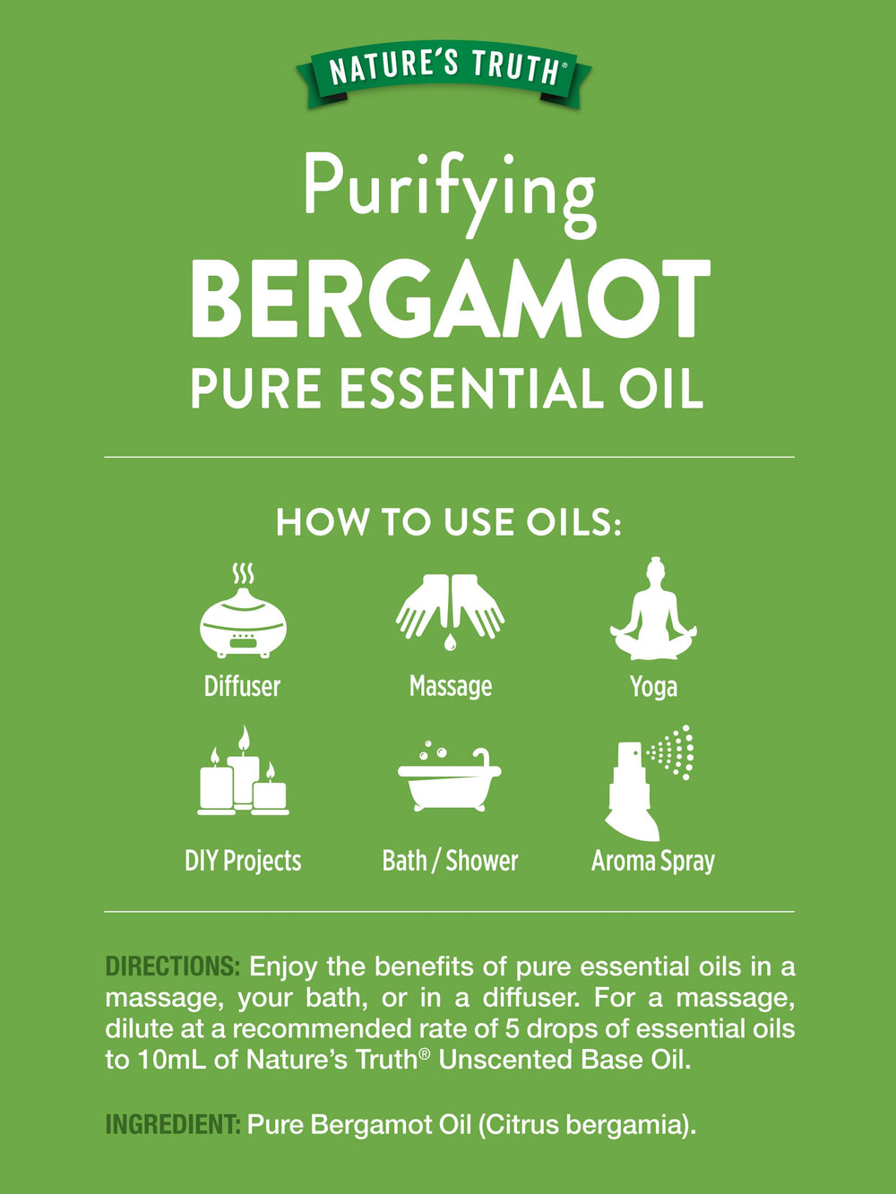 Nature's Truth Bergamot oil in diffuser setup for refreshing aromatherapy