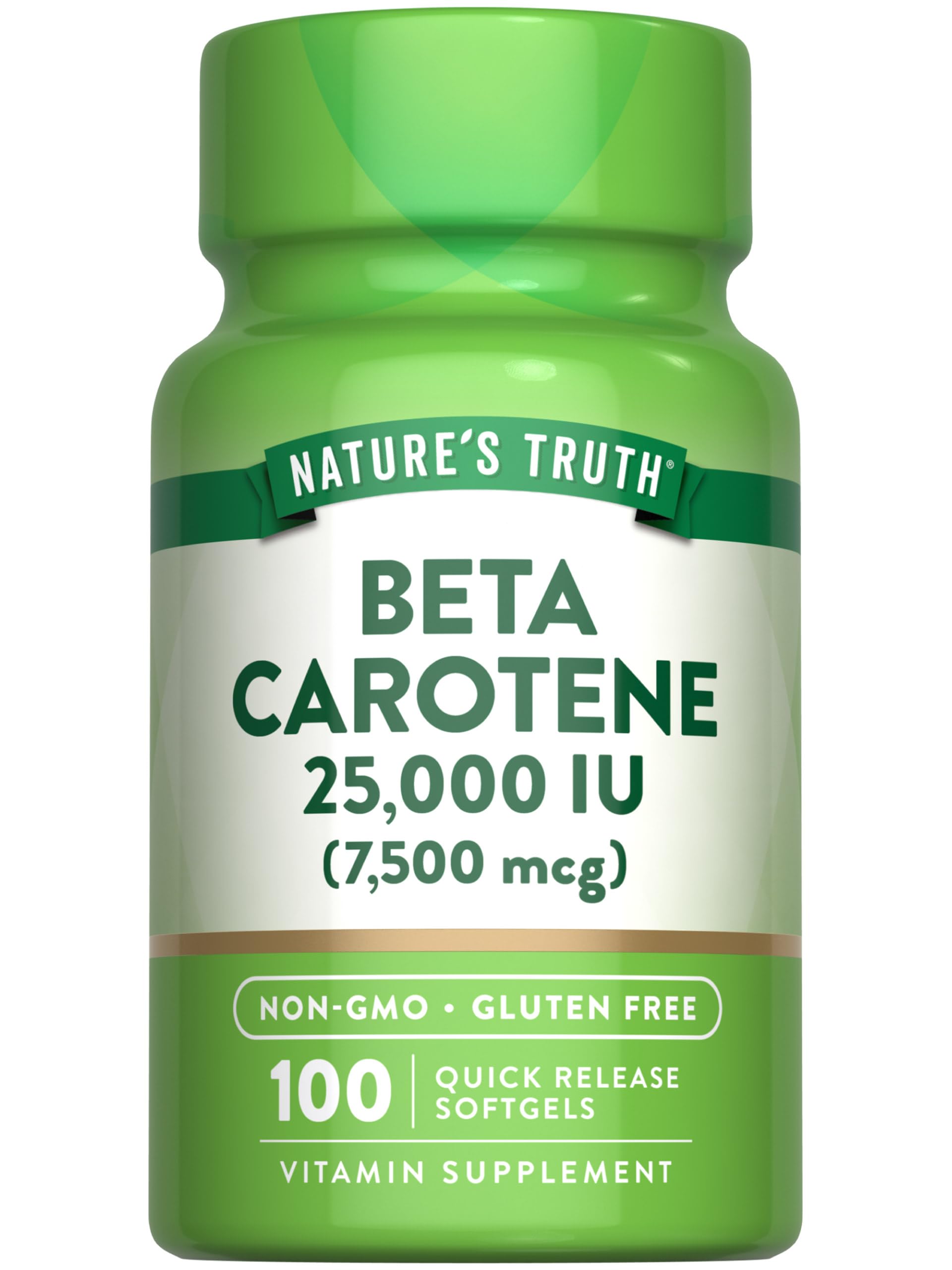 Nature's Truth Beta Carotene softgel bottle for daily Vitamin A support.