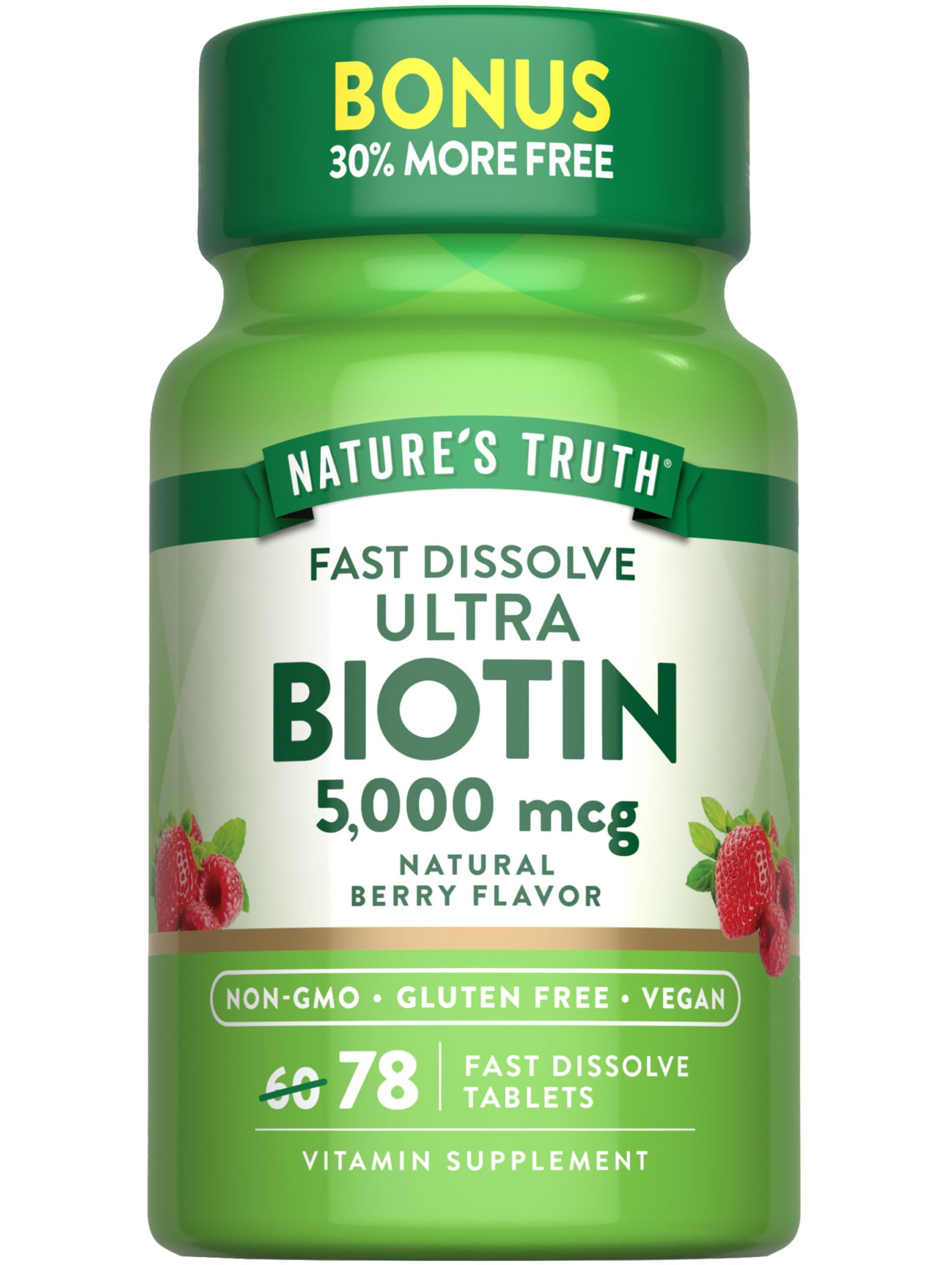 Nature's Truth Biotin 5000mcg bottle for a convenient daily wellness routine
