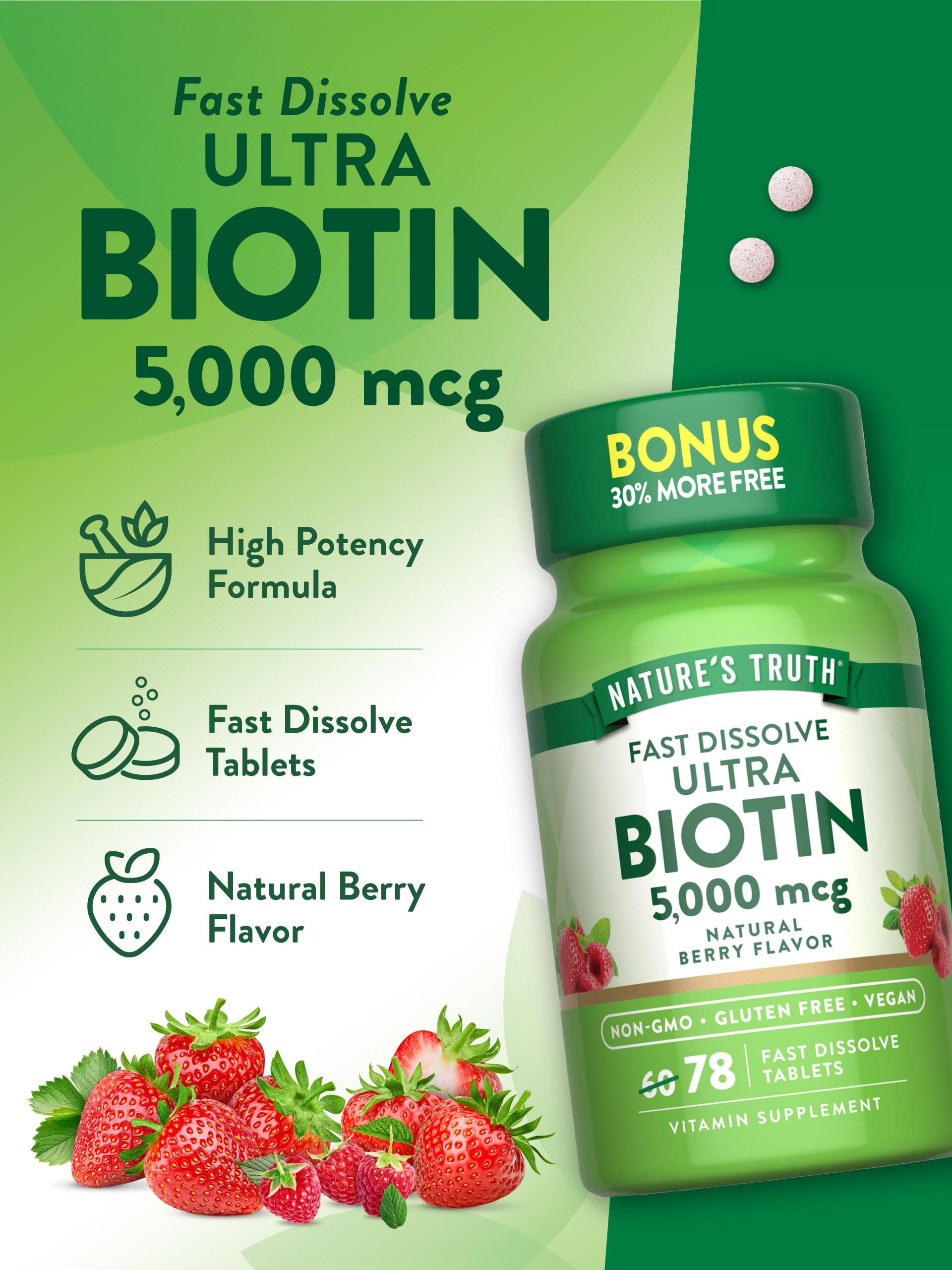 Gluten-free symbol on Nature's Truth Biotin 5000mcg box