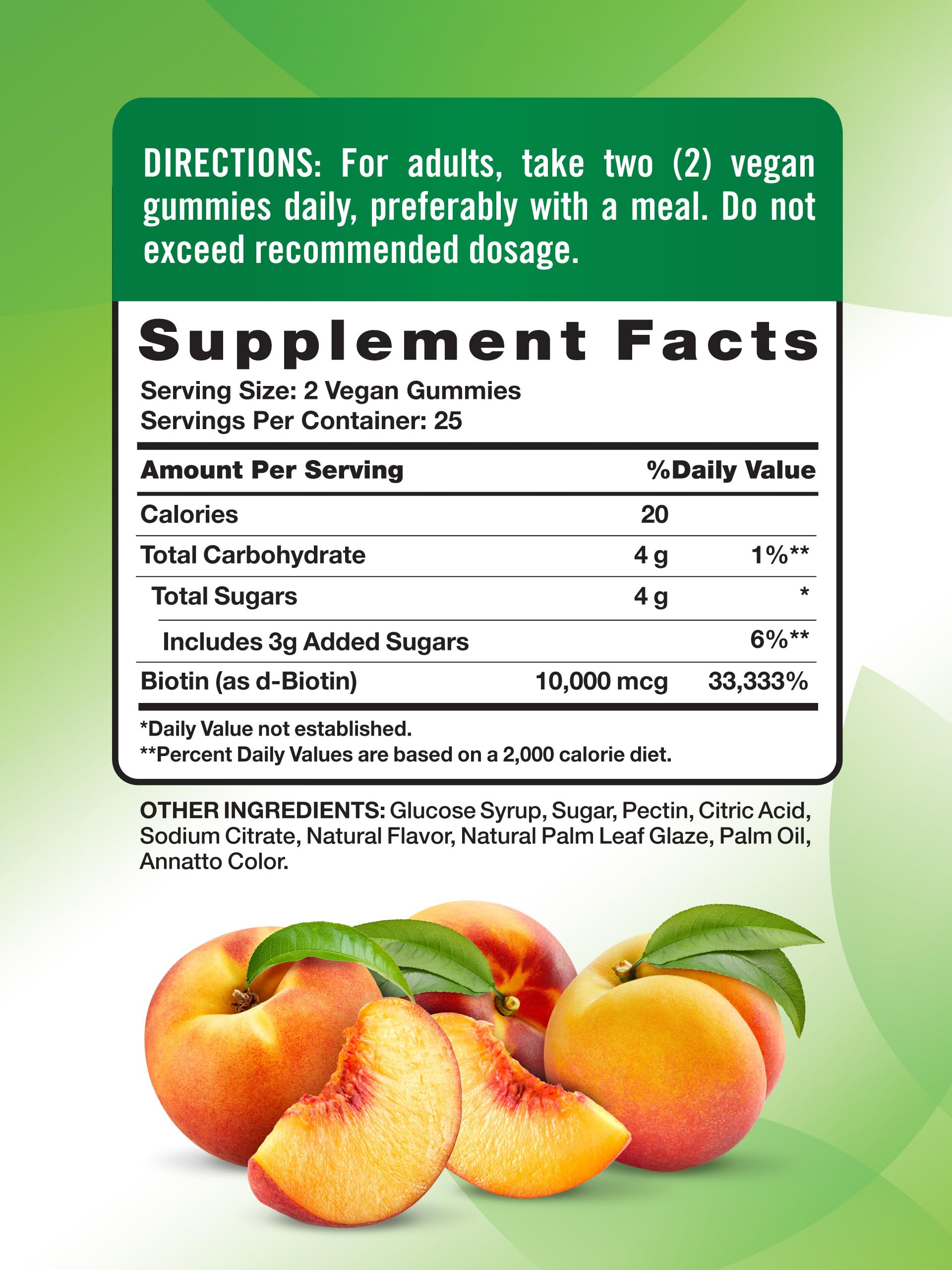 Nature's Truth Biotin Gummies peach gummies closeup with chewy texture.