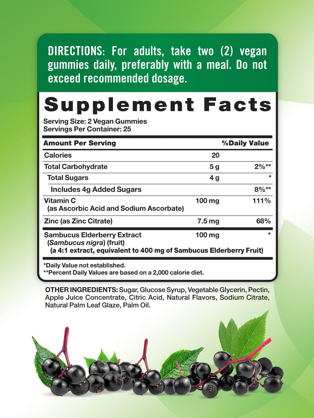 Nature's Truth Black Elderberry Gummies packaging highlights vegan and gluten-free attributes