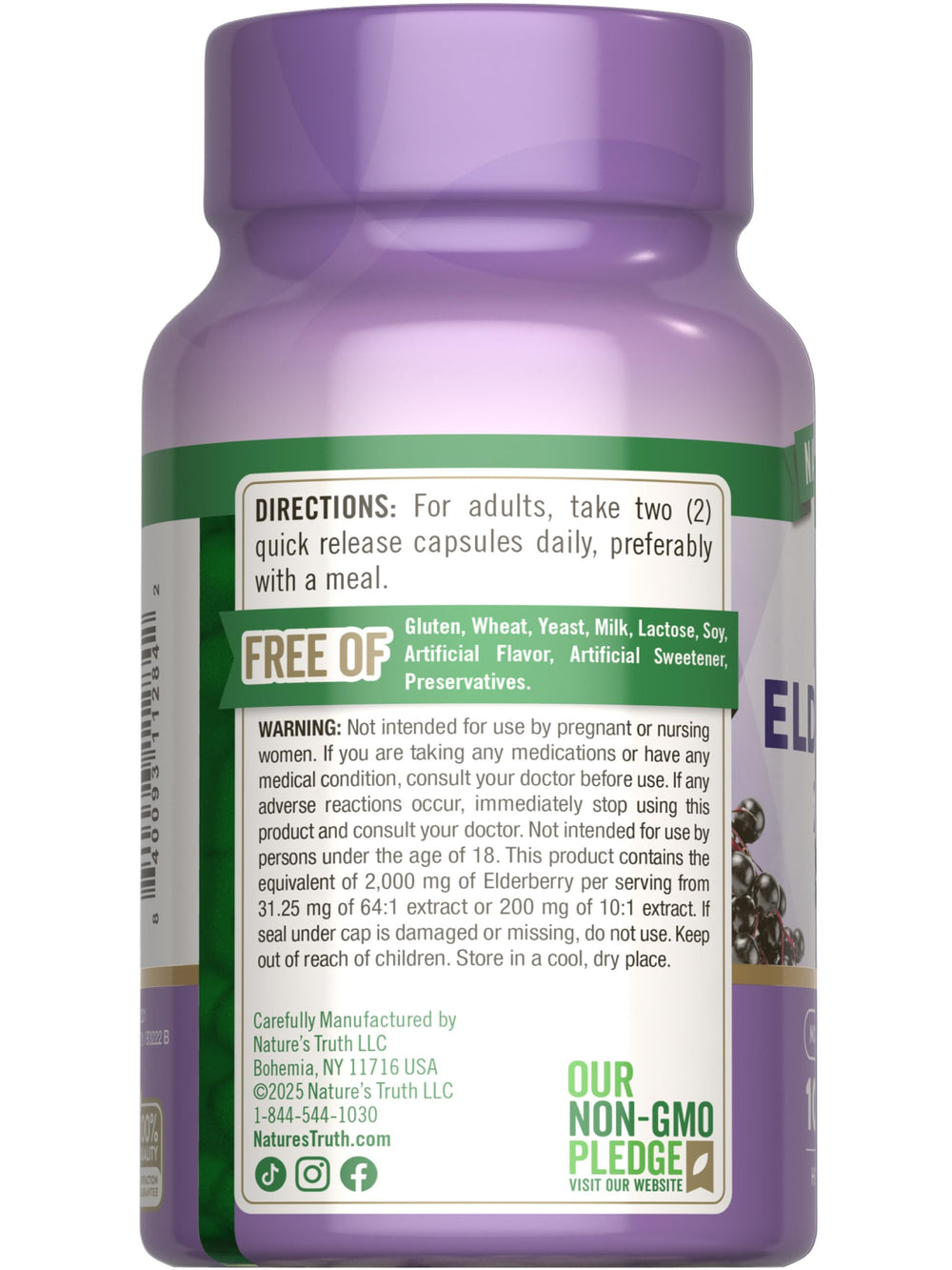 Nature's Truth bottle close-up on label communicates quality and reliability