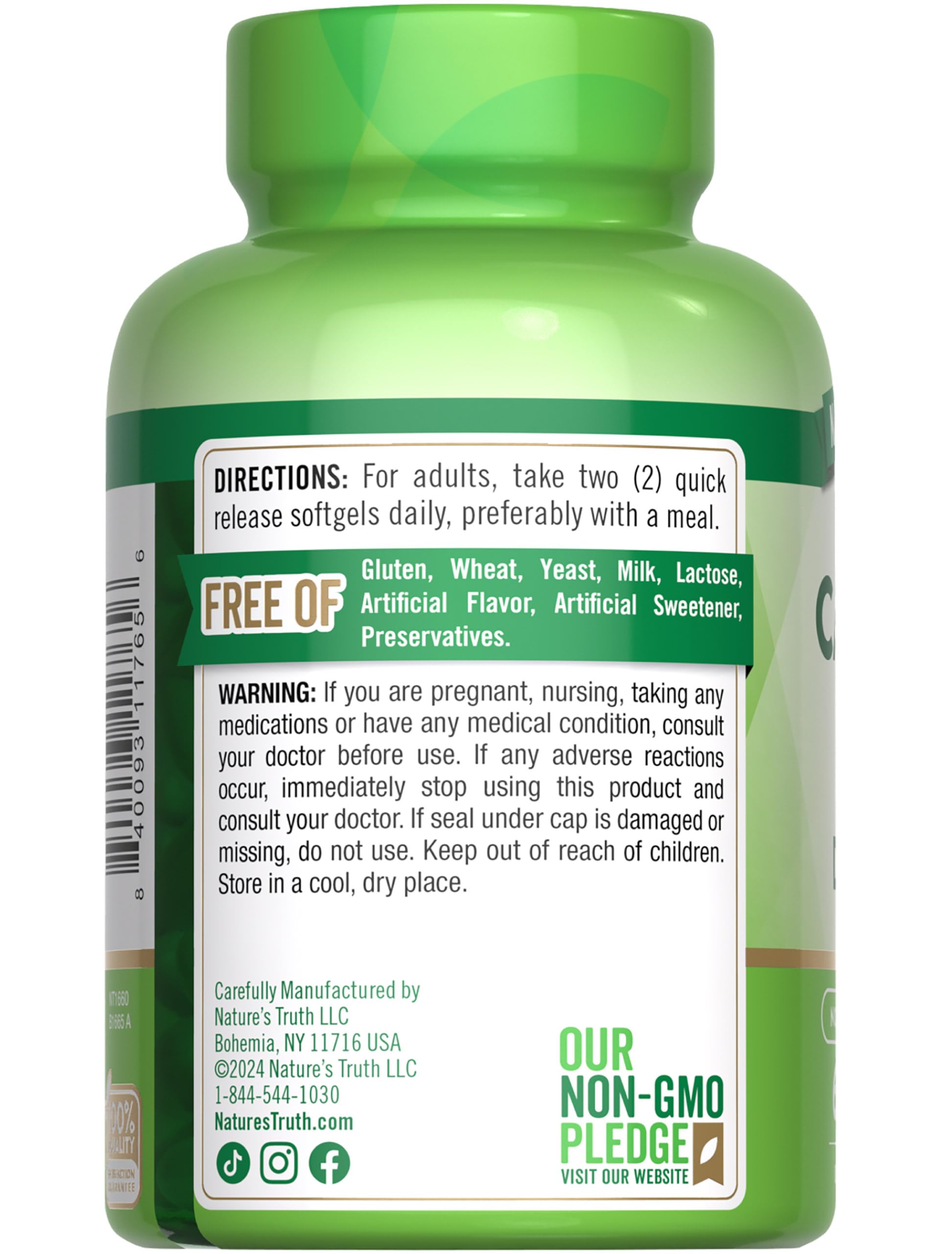 Nature's Truth Calcium 1200mg + D3 softgels closeup reveals smooth coated capsules