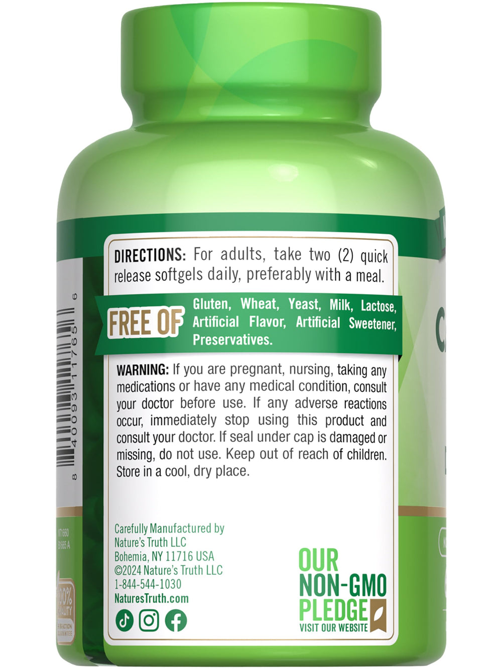 Nature's Truth Calcium 1200mg + D3 softgels closeup reveals smooth coated capsules