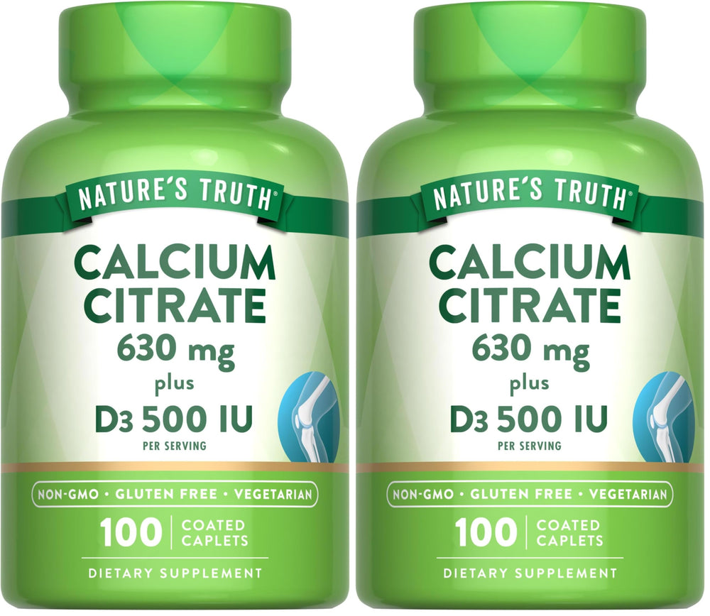 Nature's Truth calcium citrate with vitamin D3 bottle on shelf for daily wellness support