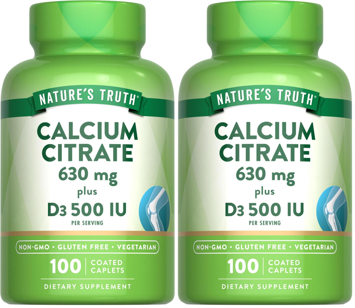 Nature's Truth calcium citrate with vitamin D3 bottle on shelf for daily wellness support