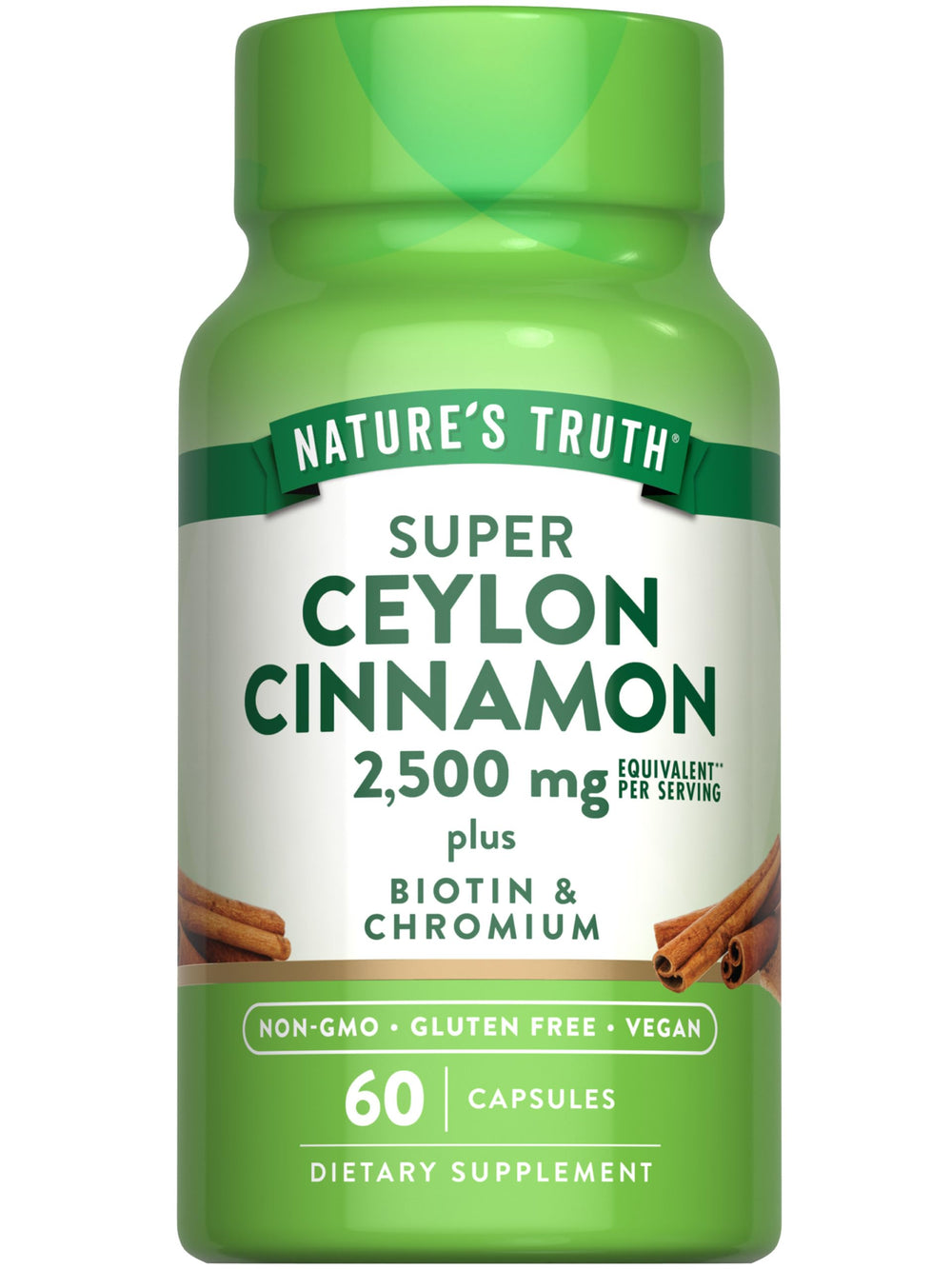 Nature's Truth Ceylon Cinnamon capsules bottle; convenient daily wellness support